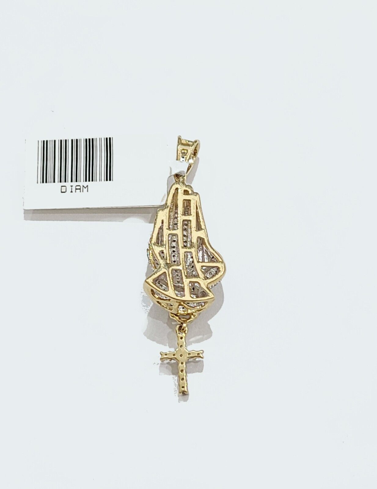 Real 10k Yellow Gold 3mm Rope Chain 26" inch Necklace Praying Hand Charm Cross
