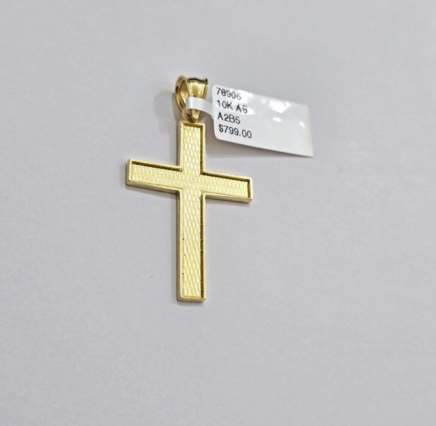 Real 10k Yellow Gold Cross Charm Pendant Men Women 1.75 Inch For Chain