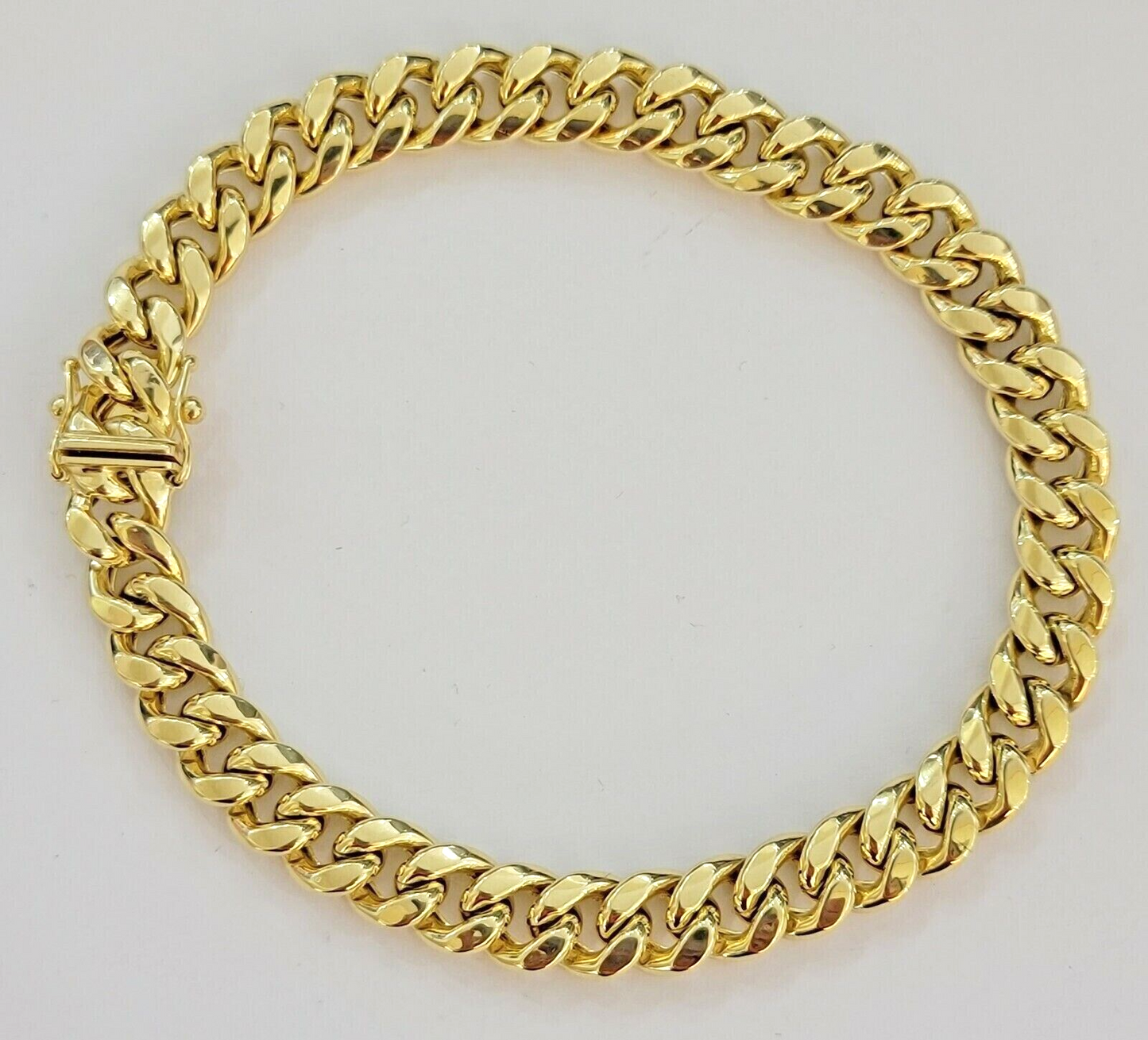 14k Yellow Gold Miami Cuban Link Bracelet 7.5 inch 8mm Real 14kt Kids and Ladies