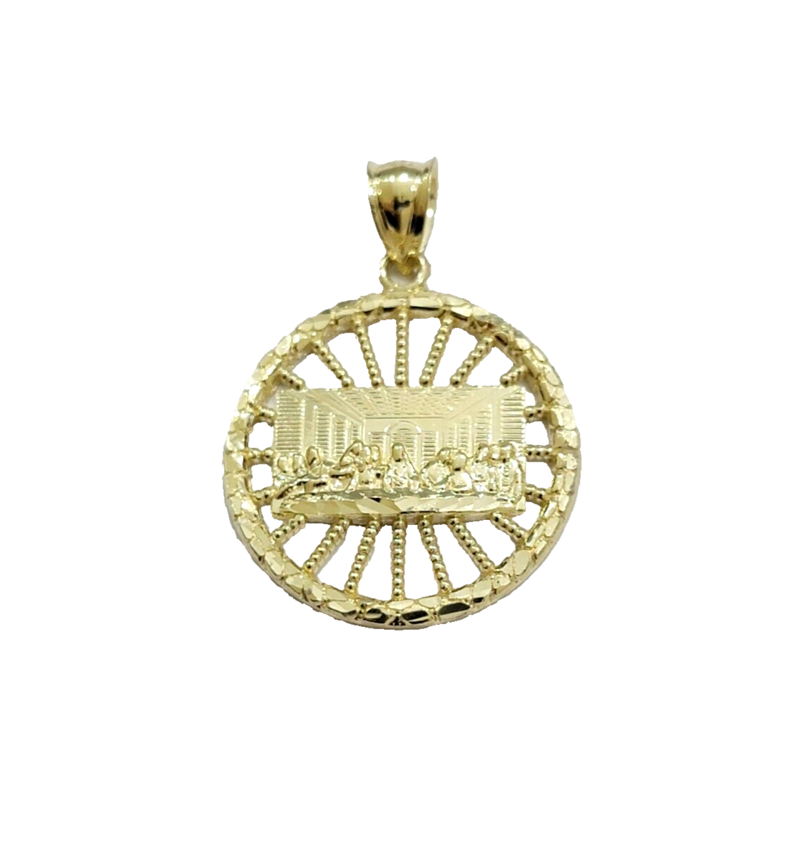 Real 10k Gold Rope Chain Last Supper Pendant Set, 24 Inch 3mm necklace & Charm