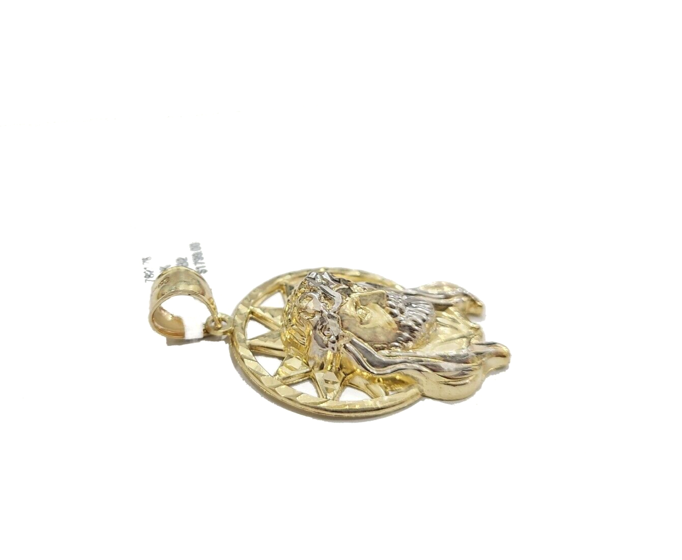 10k Gold Circular Jesus Star Head Charm Rope Chain Necklace 6mm 30'' Set Pendant