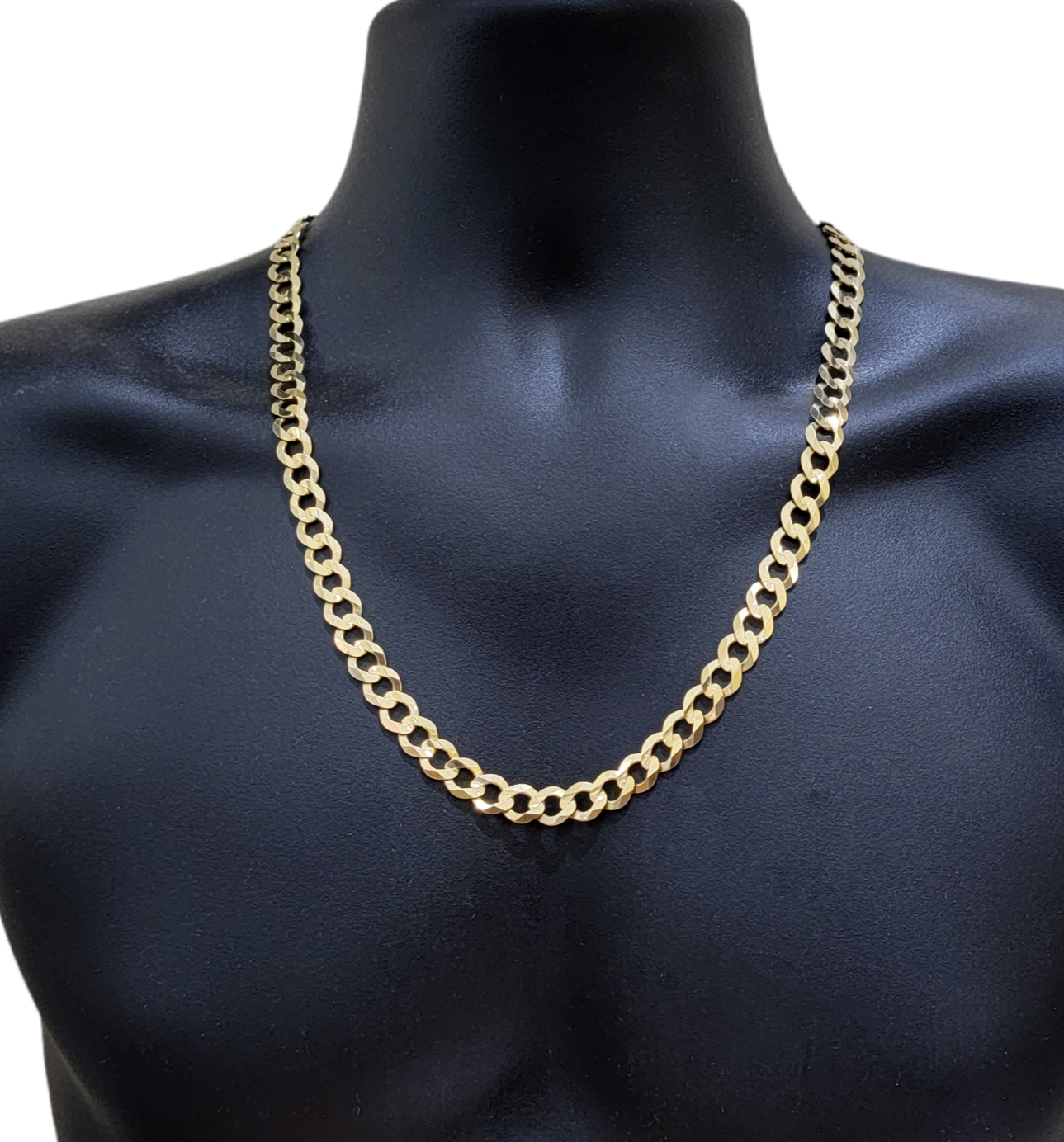Real 10k Gold Chain Cuban Curb Link 24 Inch 10mm Solid 10kt Yellow Gold Necklace