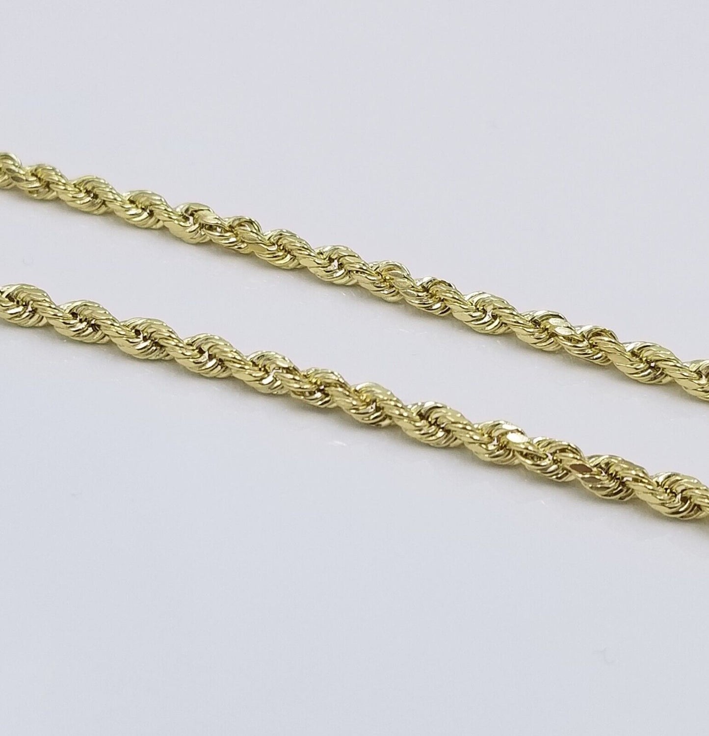 Real 10k Gold Rope Chain Cross Pendant, 3mm Necklace 20" inch With Charm, 10kt
