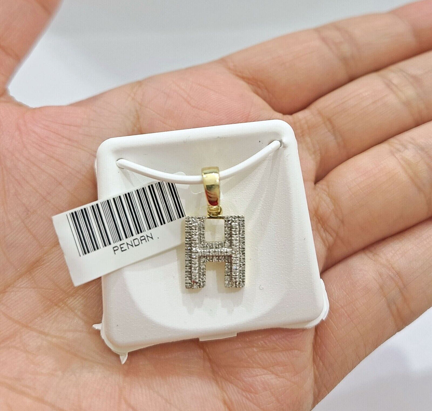 Real 10K Yellow Gold Initials Diamond Cut Charm A-Z Pendant Alphabets