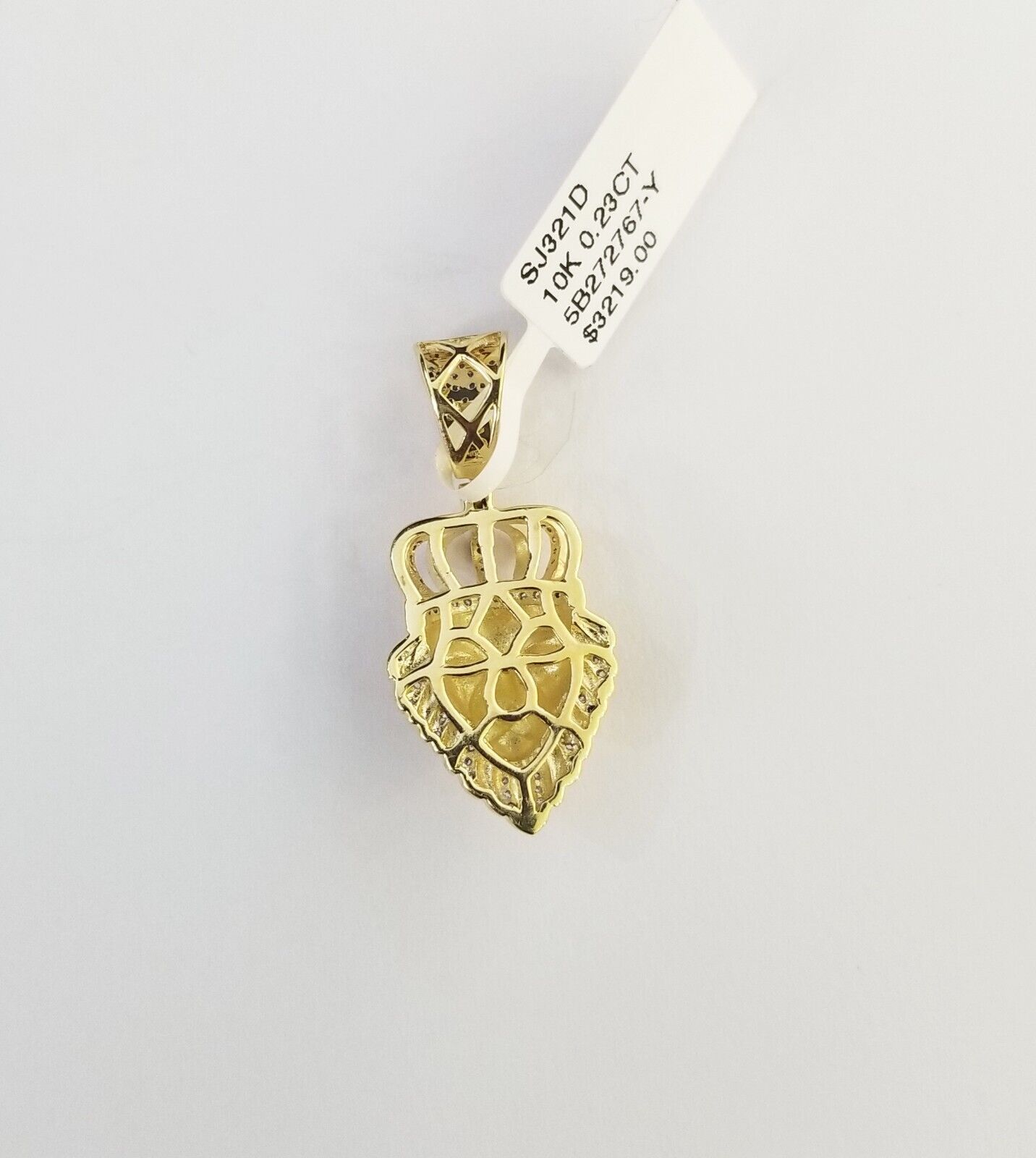 10k Yellow Gold Real Diamond Lion Head Charm Pendant