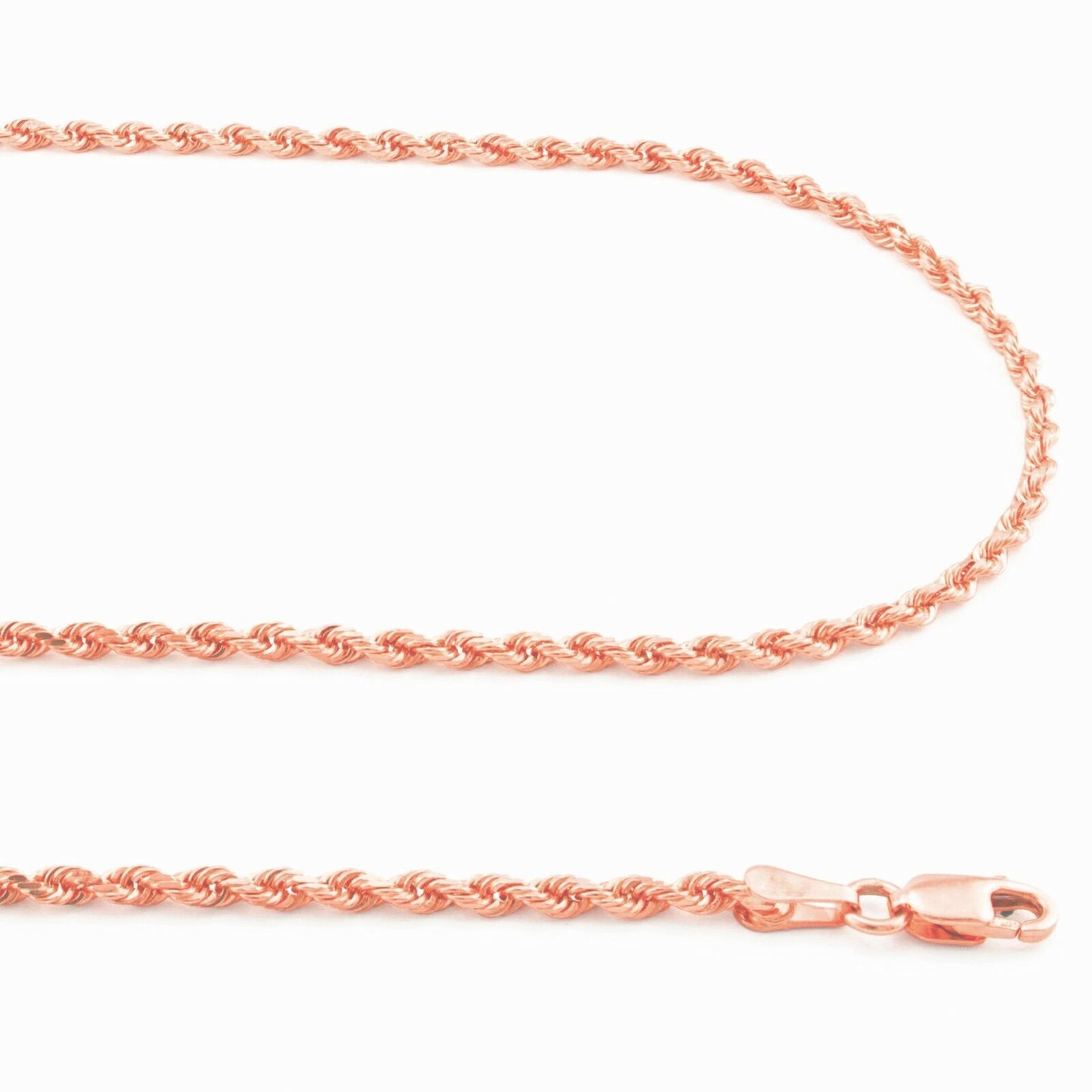 Real 10K Solid Rose Gold Rope Chain 4-6mm Necklace 18-24'' inches Lobster Lock
