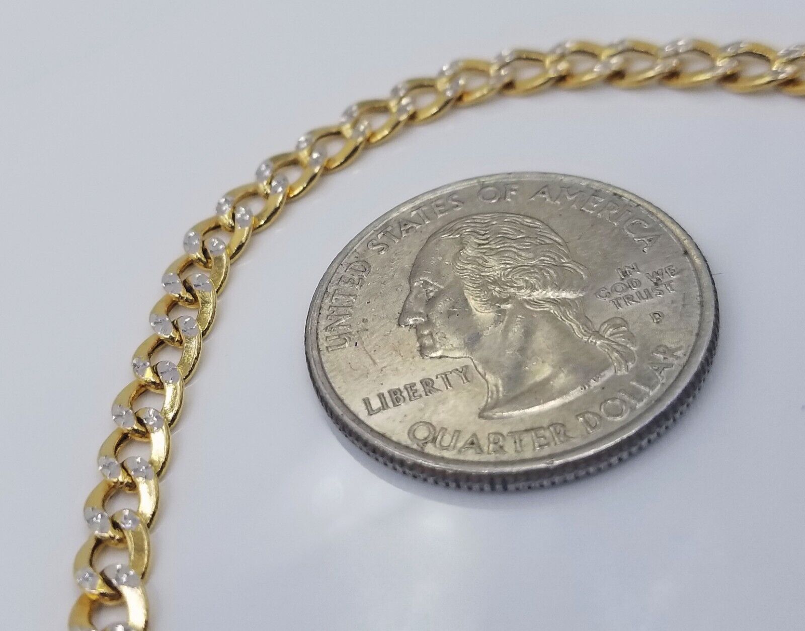 Real 10k Yellow Gold Cuban Curb link Bracelet 4mm 7" Inches Diamond Cut 10kt