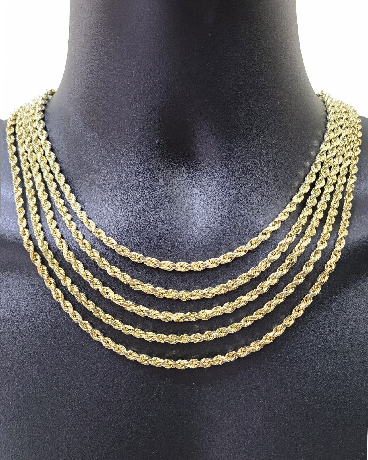Real 10K Yellow Gold Rope Chain 3mm Necklace 18-30'' Inches Lobster Lo – G  Bar