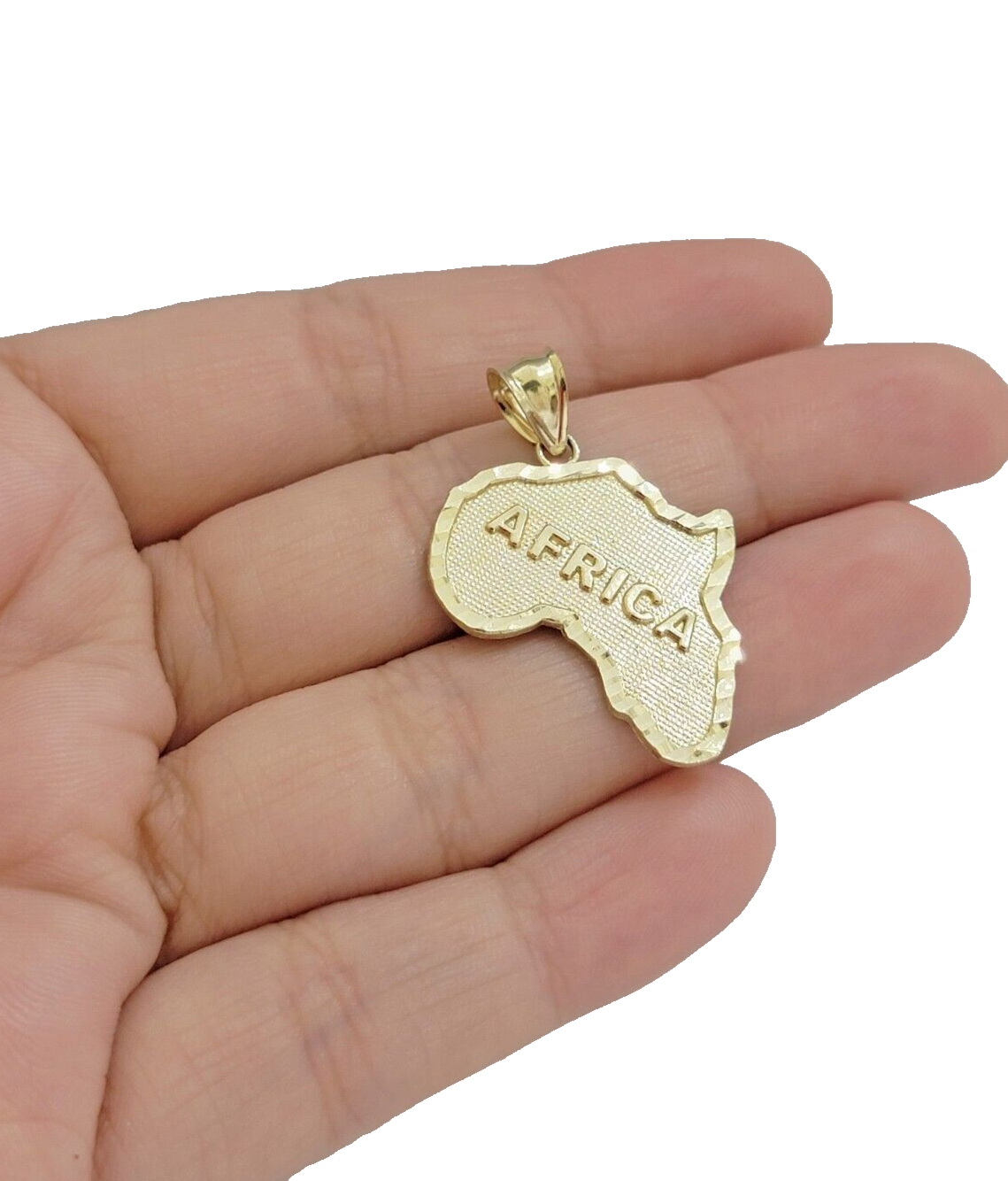 10k Yellow Gold Africa Map Charm Rope Chain 18 Inch Necklace Pendant SET SALE