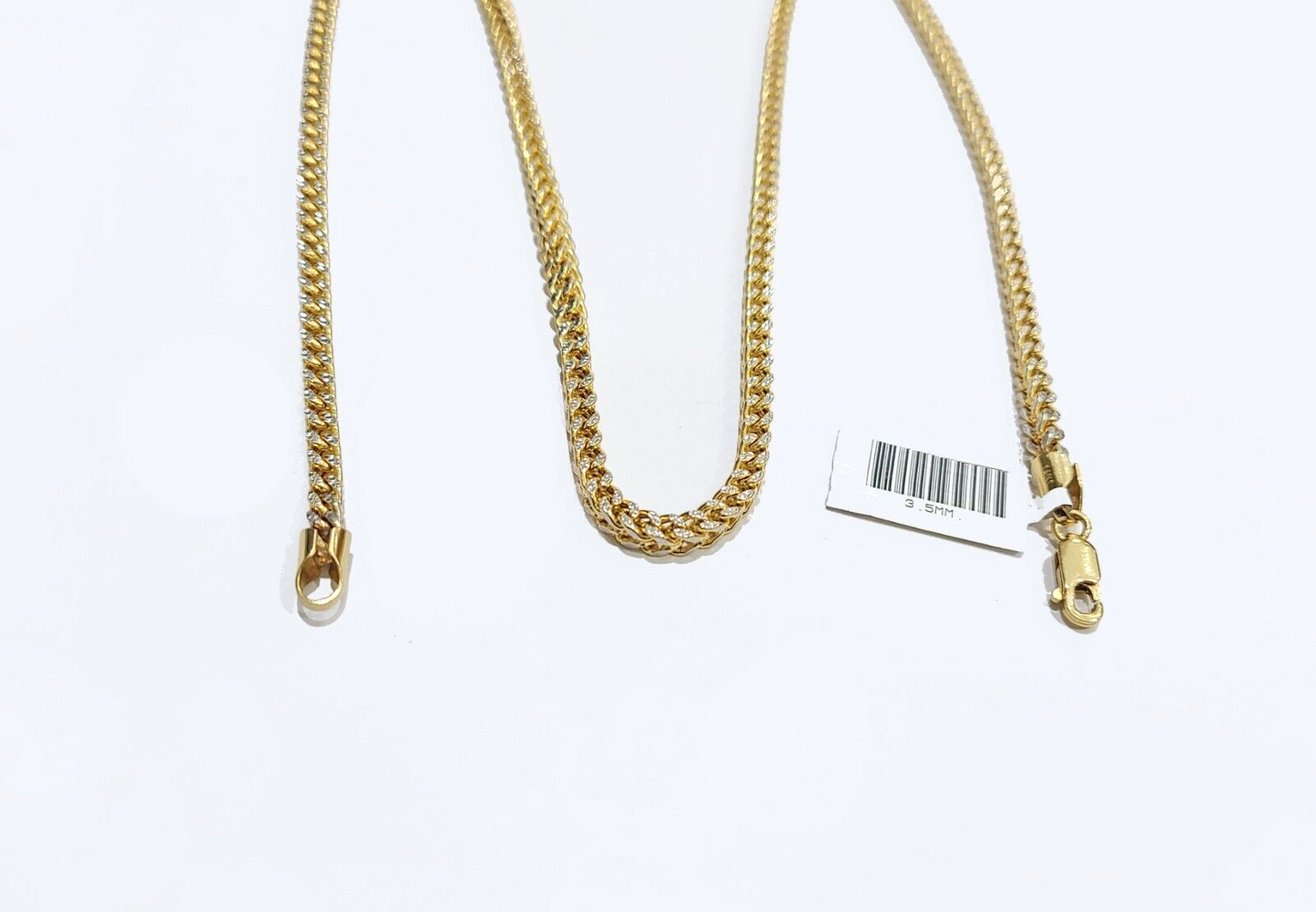 Real 14k Yellow Gold Necklace Franco Diamond Cut Chain 3mm 22" inch 14kt Unisex