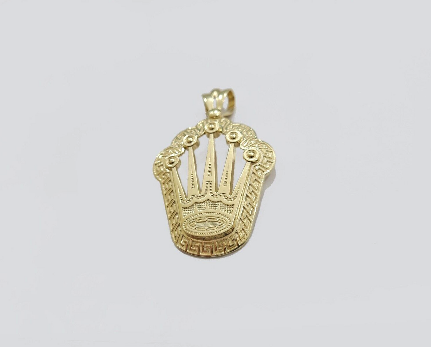 Real 10k Gold Crown Charm Pendant 10kt Yellow Gold 2 Inches For Chain & Necklace