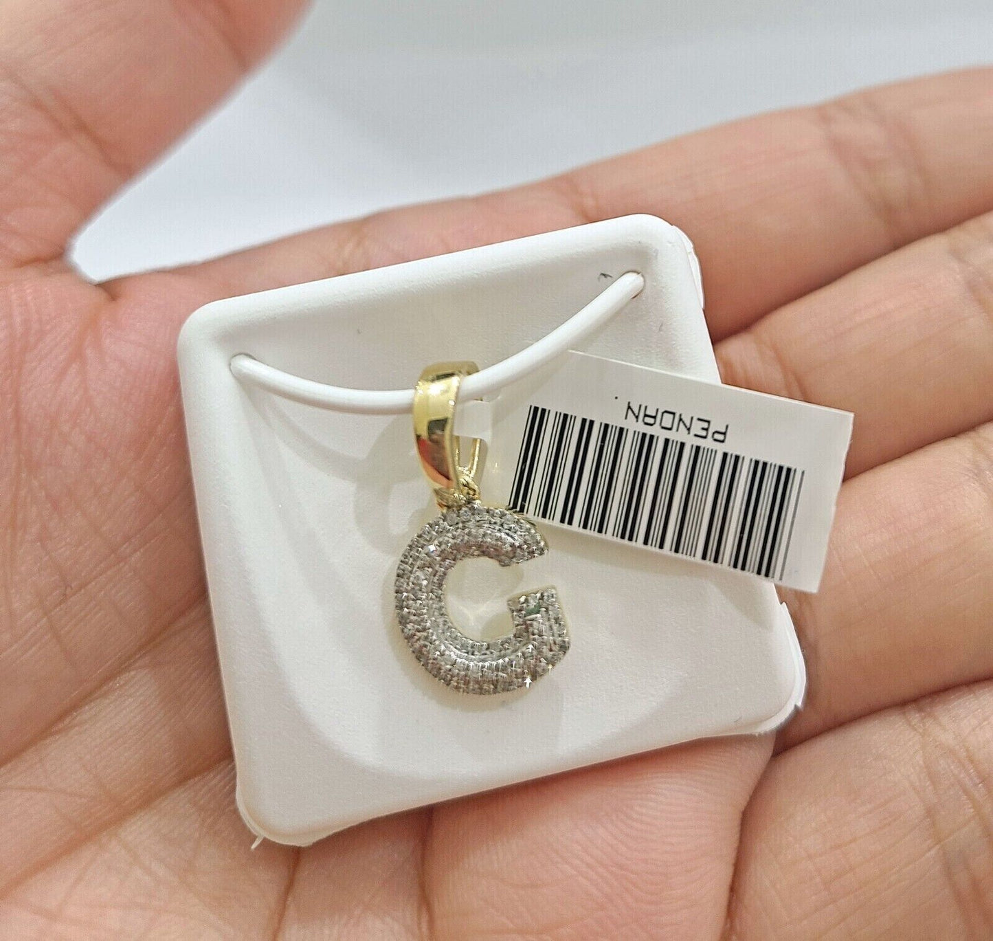 Real 10K Yellow Gold Initials Diamond Cut Charm A-Z Pendant Alphabets