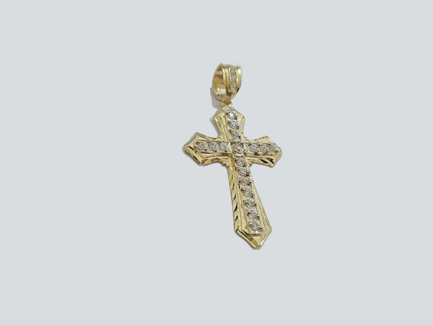 14k Yellow Gold Cross Charm Rope Chain Necklace 4mm 22'' Pendant 14kt Jesus Real