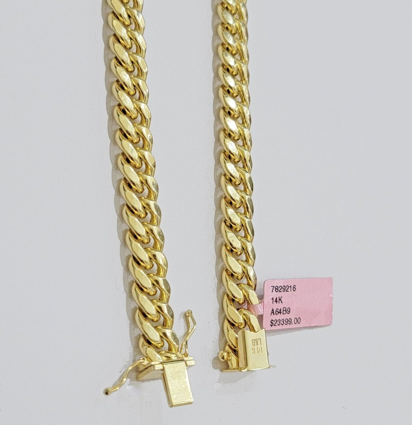 Real 14k Yellow Gold Necklace Miami Cuban Link Chain 9mm 20 inch Short Mens 14kt