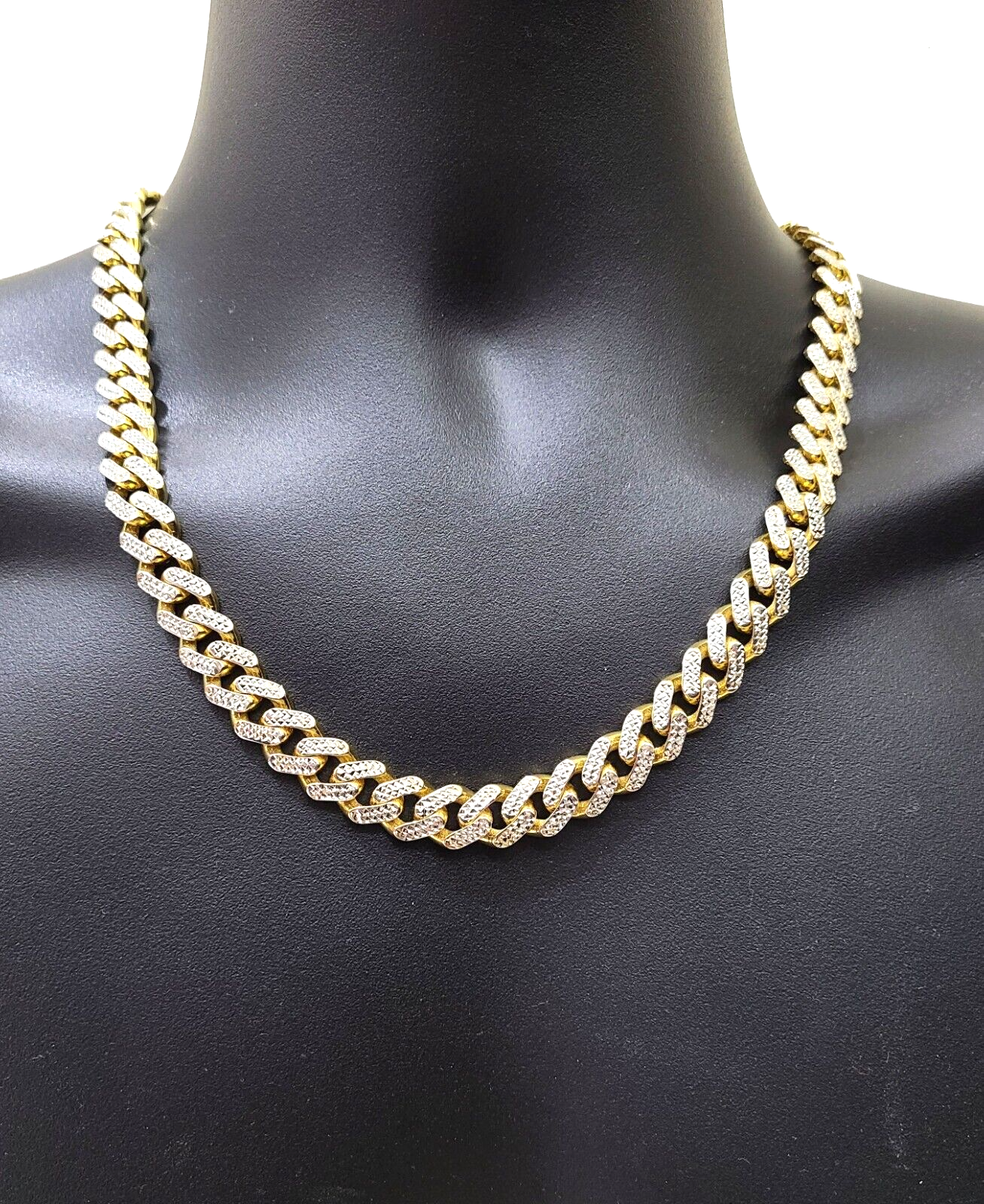 Real 10k Yellow Gold 10mm Monaco Chain Diamond Cut 22