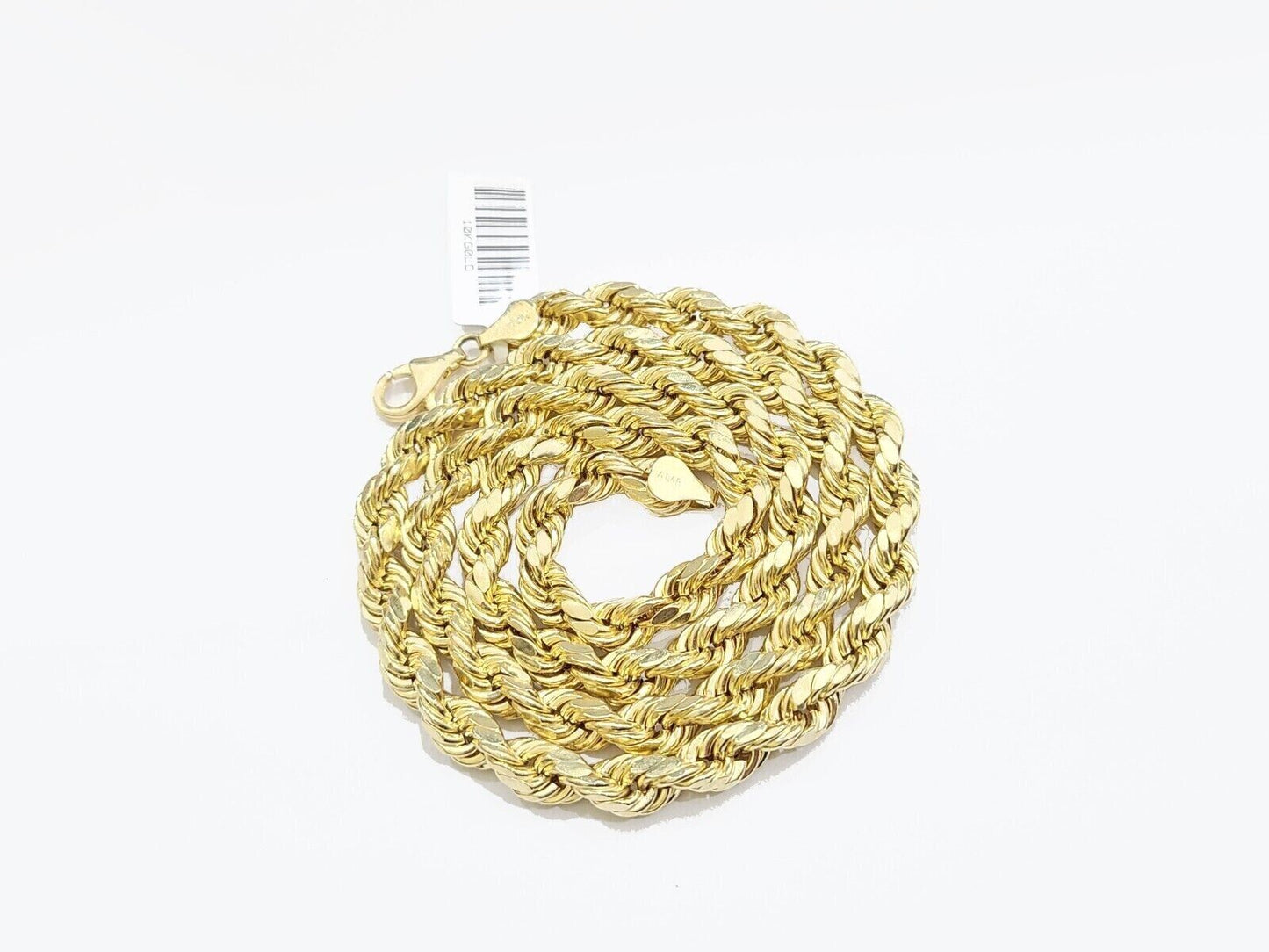 Real 10K Yellow Gold Rope Chain 7mm Necklace 18-30'' Inches Lobster Lock 10kt