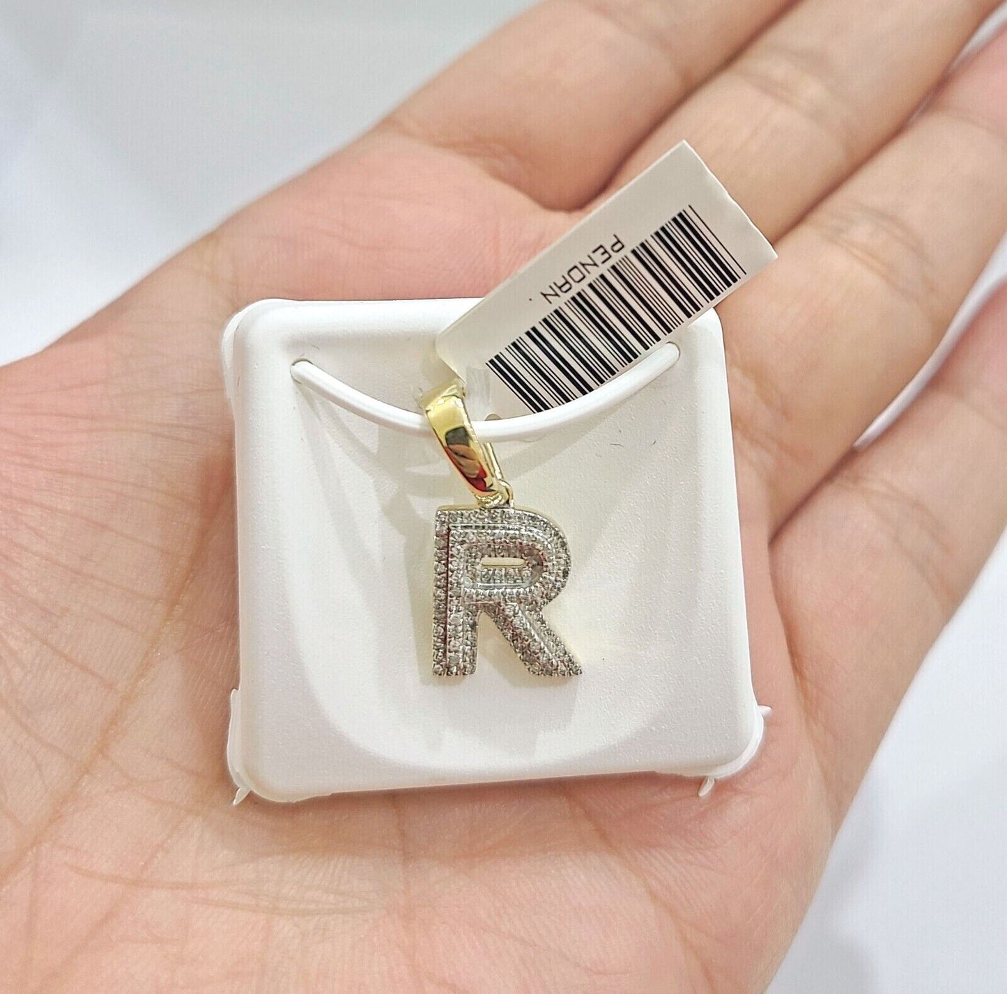 Real 10K Yellow Gold Initials Diamond Cut Charm A-Z Pendant Alphabets