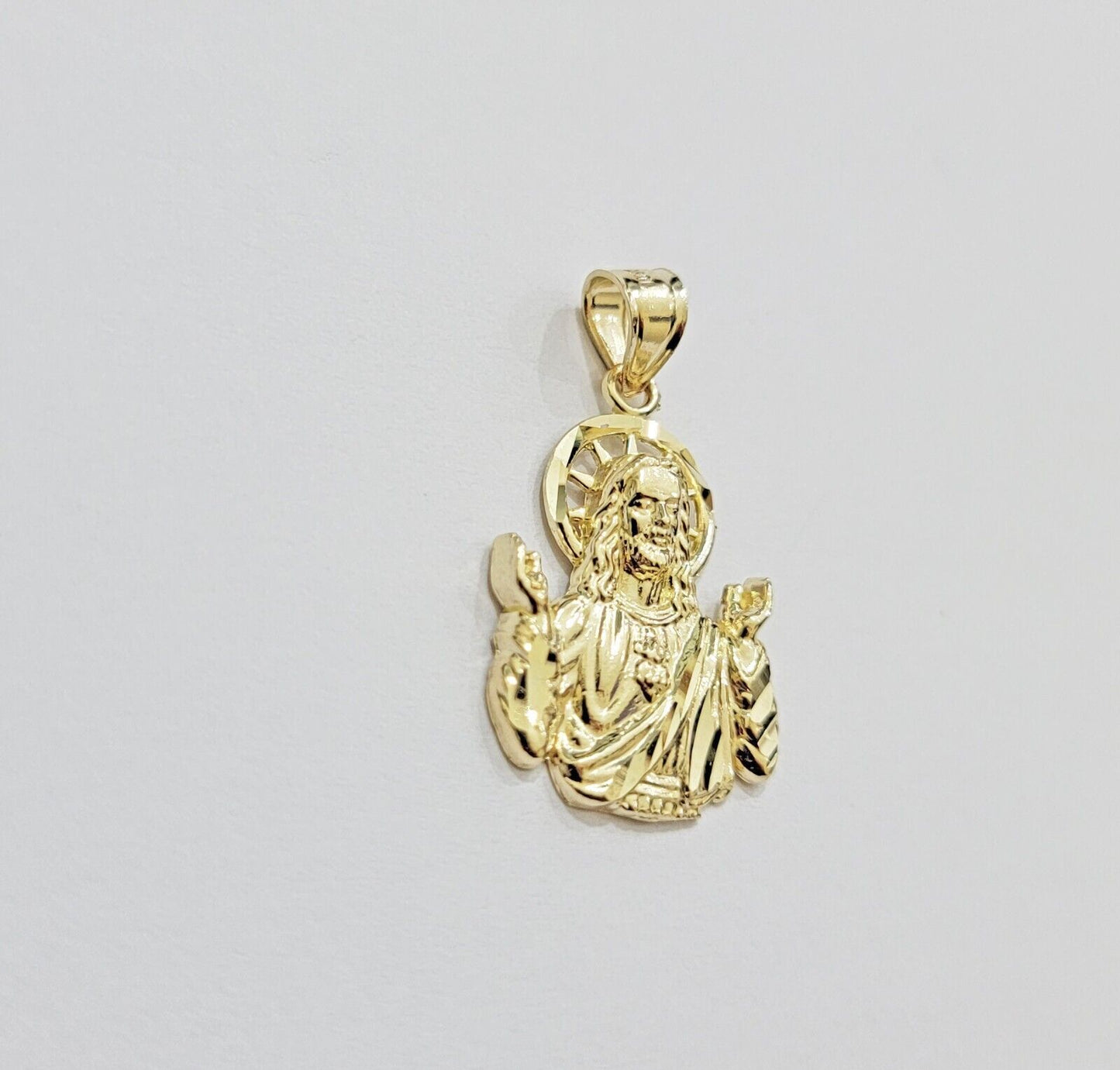 10k Gold Rope Chain Jesus Head pendant Set 3mm 24 Inch Necklace & Charm REAL 10k
