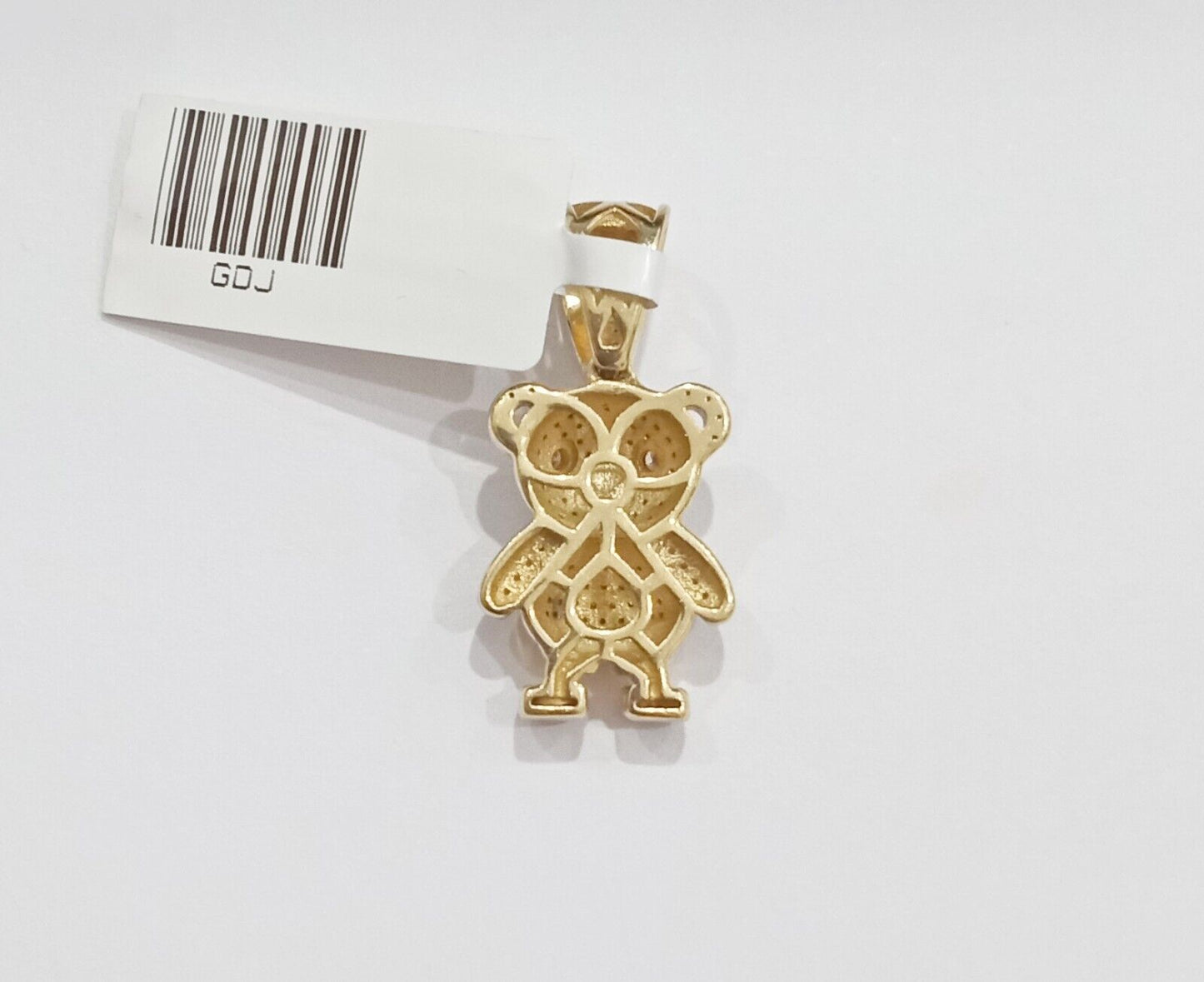 10k Yellow Gold Real Diamond Teddy Bear Charm Pendant