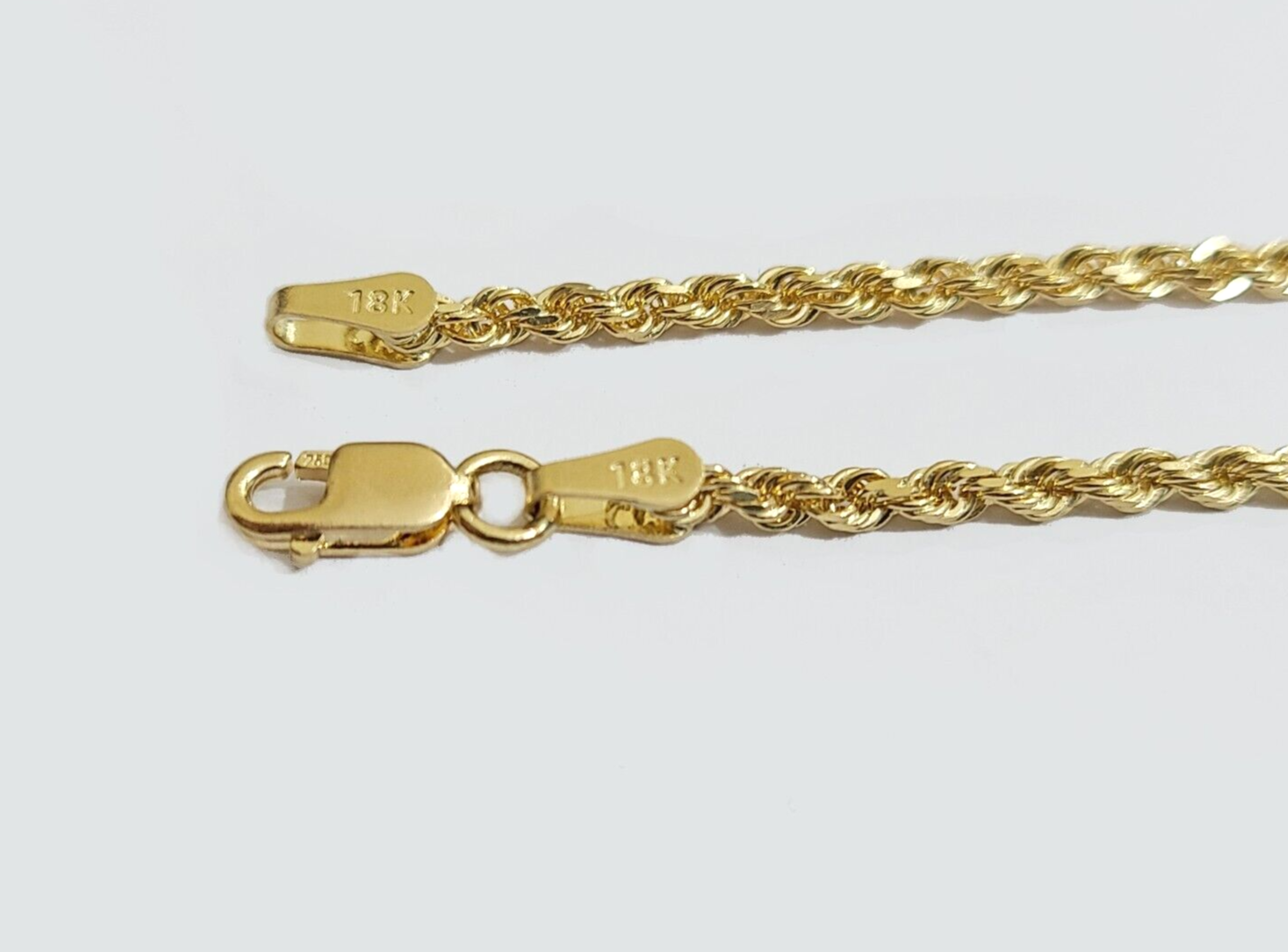 Solid 18k Yellow Gold Necklace Rope Chain 2mm 24'' Inch Real 18kt Men Women SALE