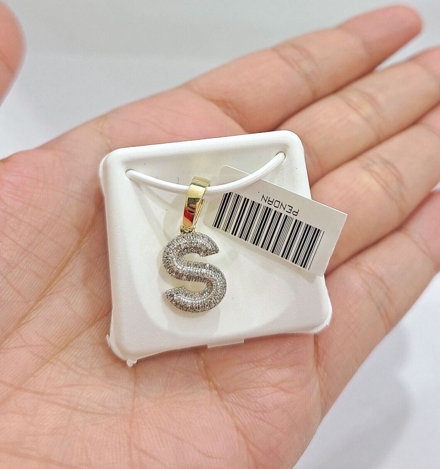 Real 10K Yellow Gold Initials Diamond Cut Charm A-Z Pendant Alphabets