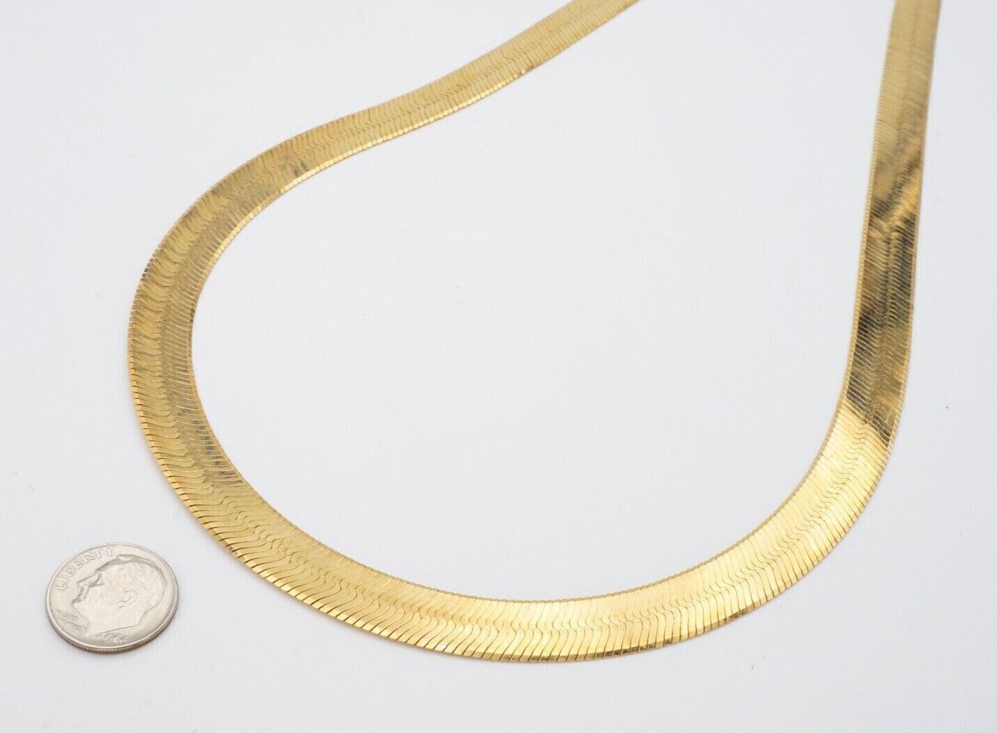 Real 10k Yellow Gold 9mm Herring Bone Chain Necklace 22" Inch Lobster lock