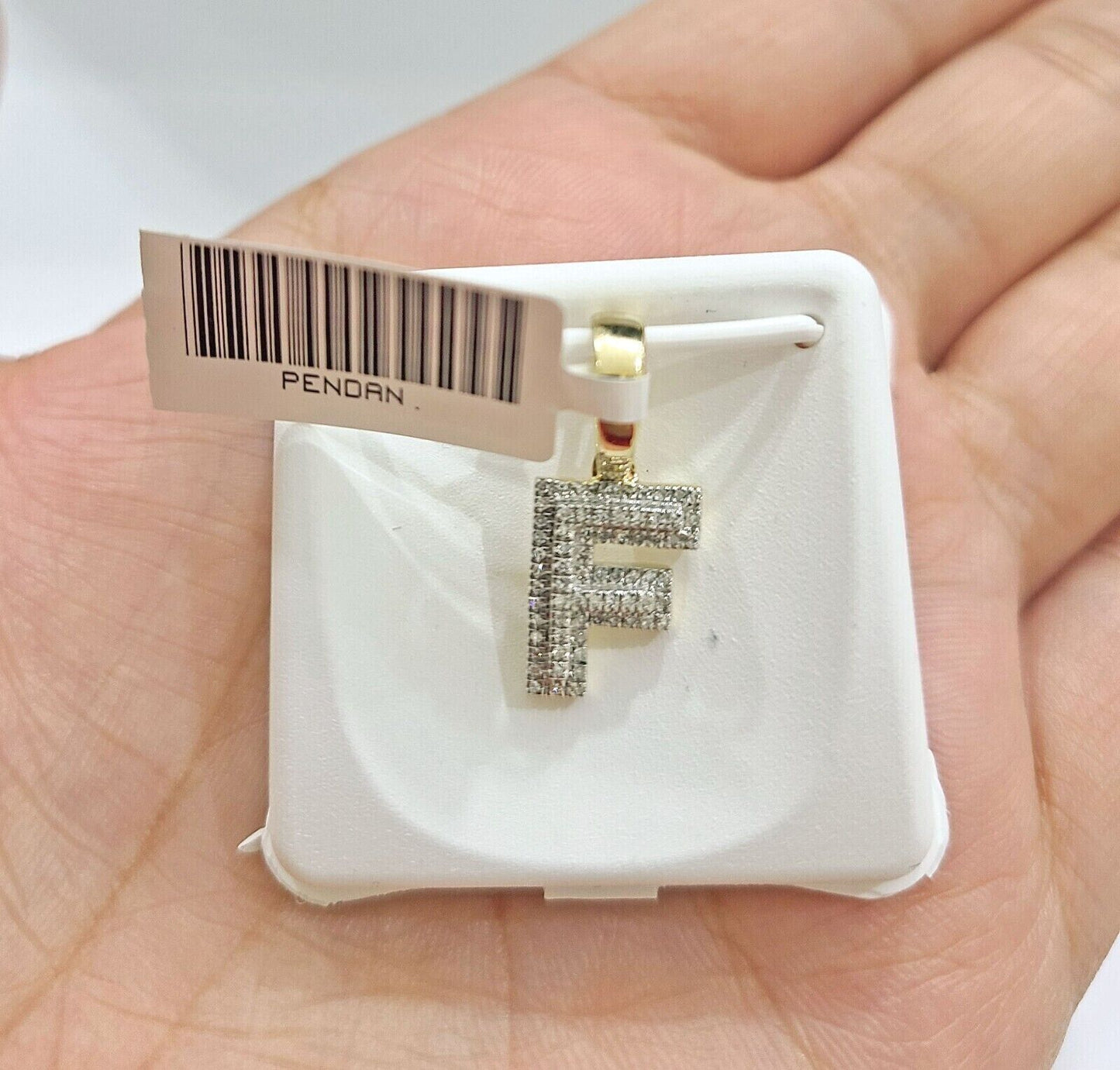 Real 10K Yellow Gold Initials Diamond Cut Charm A-Z Pendant Alphabets