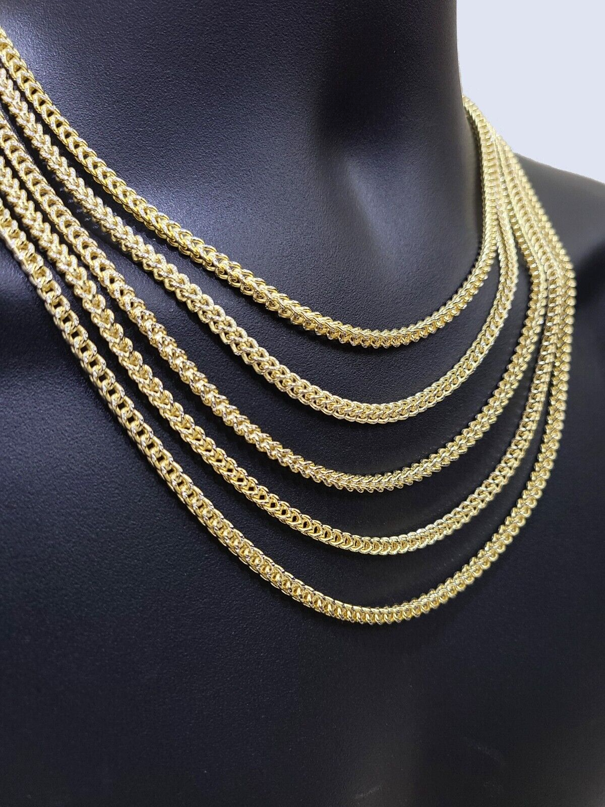14k Yellow Gold Franco Chain Two tone Necklace 4mm 20 Inch Diamond
