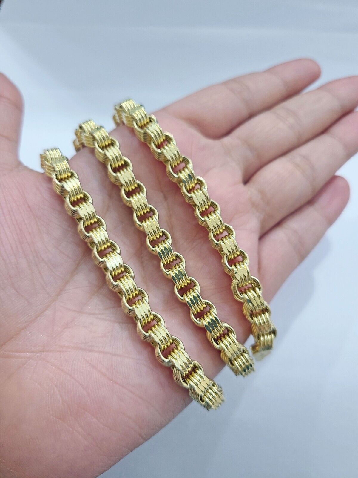 Real 10k Yellow Gold Box Byzantine Chain 24'' Necklace Jesus Cross Charm pendant