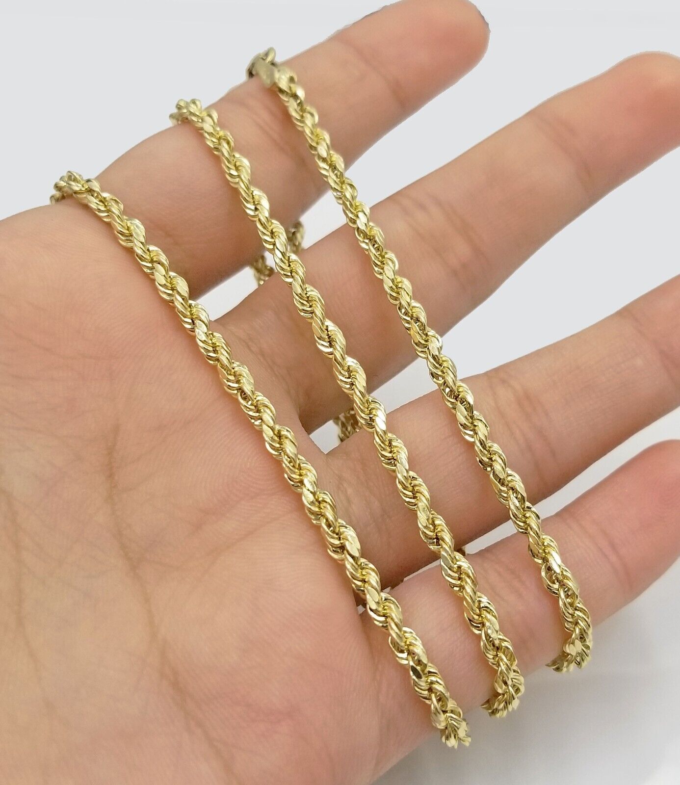 Real 10k Yellow Gold 3mm Rope Chain Cross Pendant 20" inch Necklace , Men Women