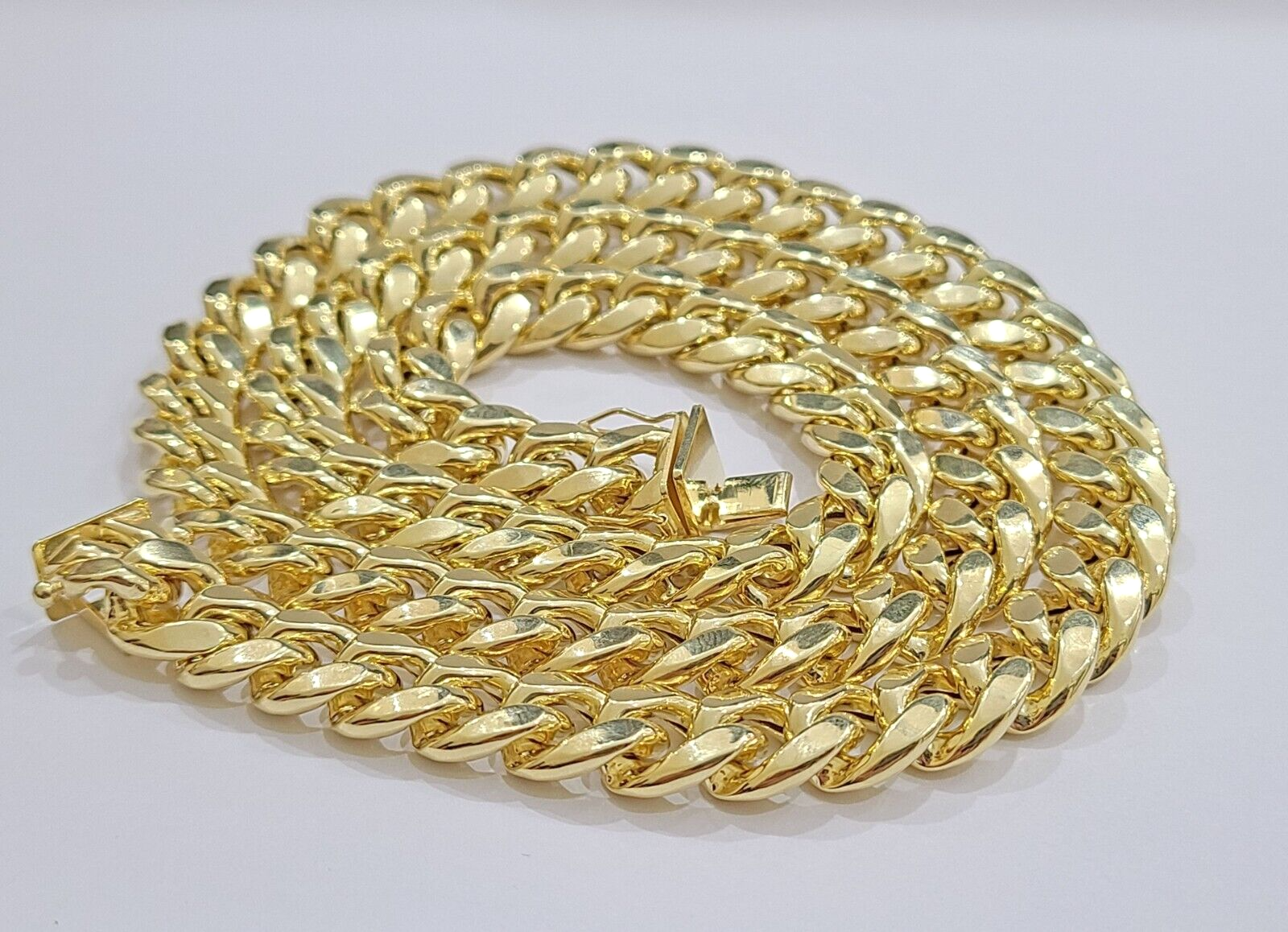 14k Yellow Gold Miami Cuban Link Chain 10mm 20" Choker Necklace Box Lock 14kt