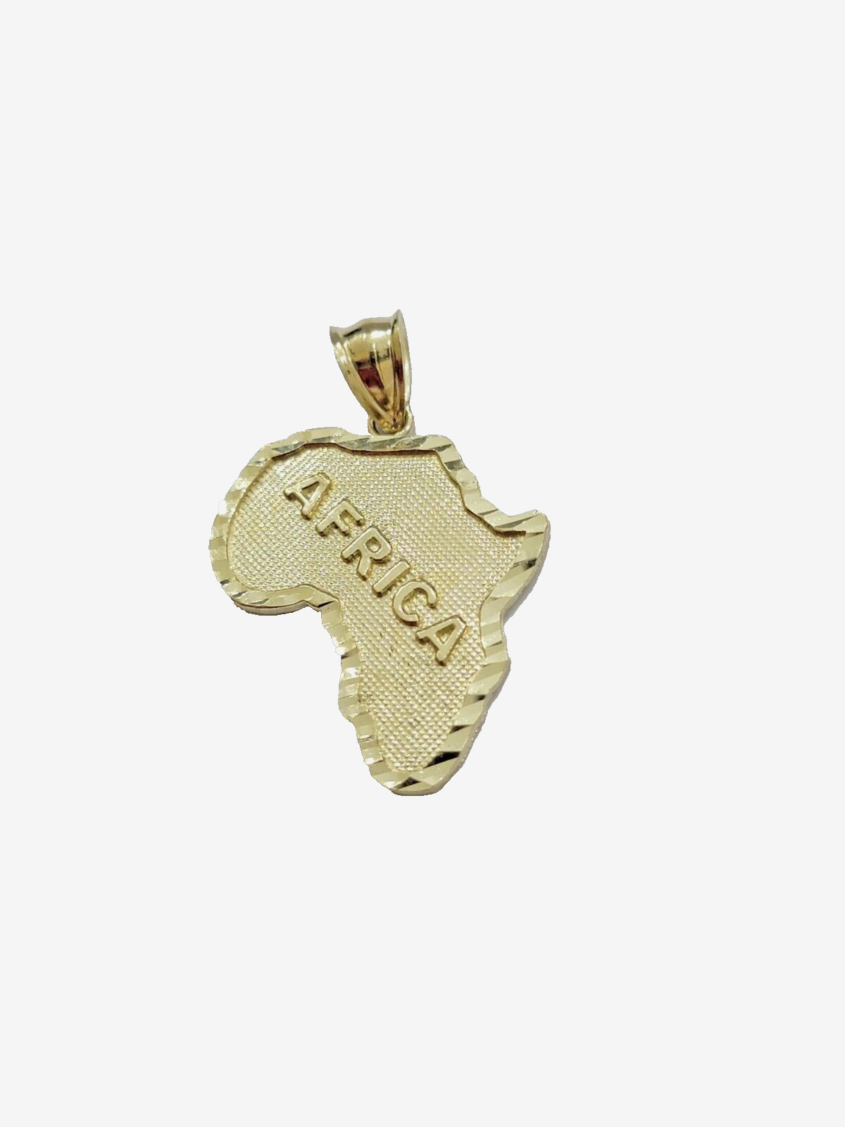 Real 10k Yellow Gold Africa Map Charm 1 Inch Pendant 10kt Chain & Necklace SALE