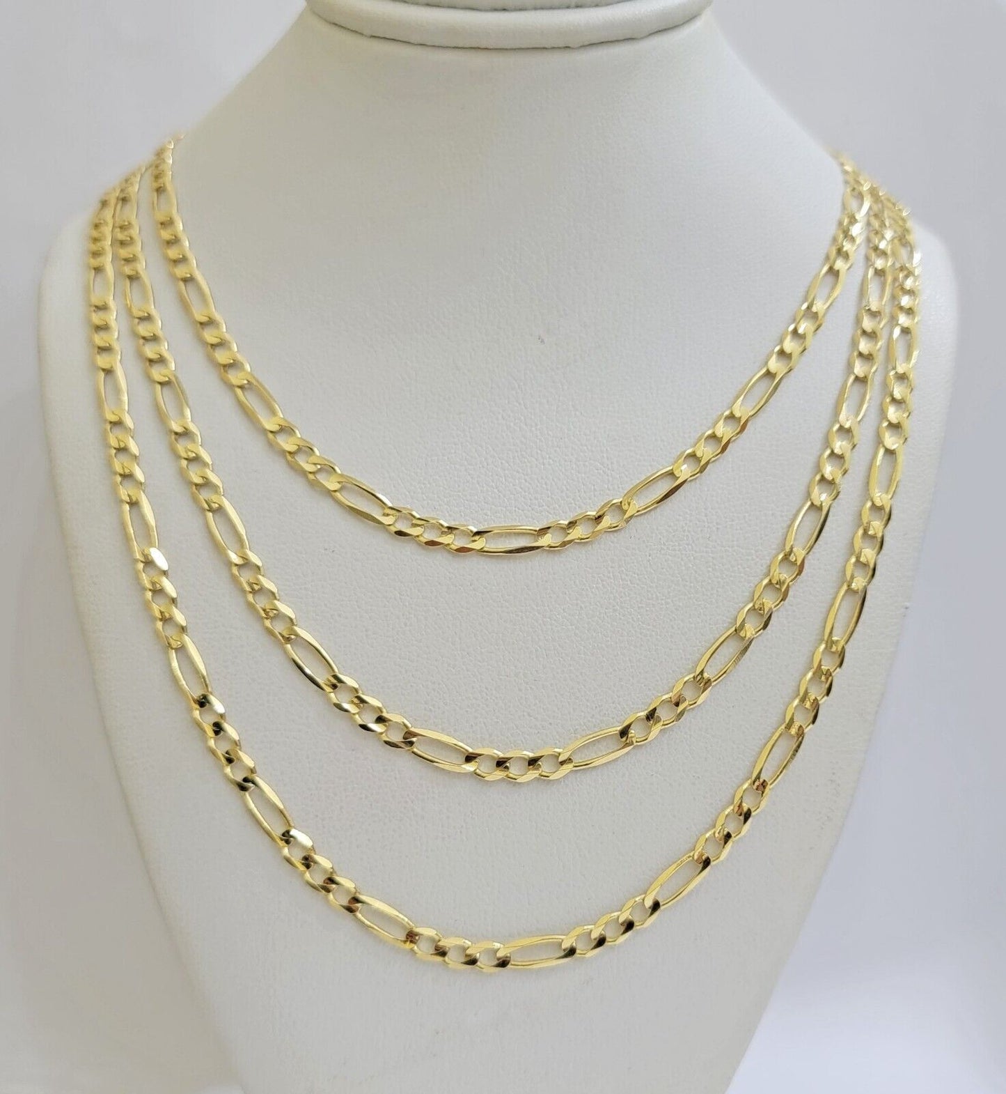 Solid 14k Yellow Gold Figaro chain Necklace 24 Inch 3.5mm Men's STRONG REAL 14kt