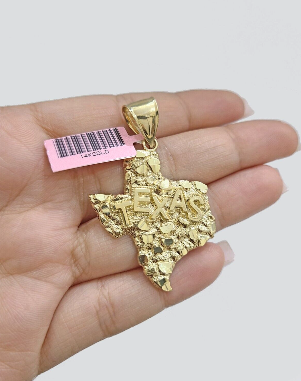 14k Yellow Gold Miami Cuban Chain 24 Inch Necklace Texas Map Charm Pendant Real