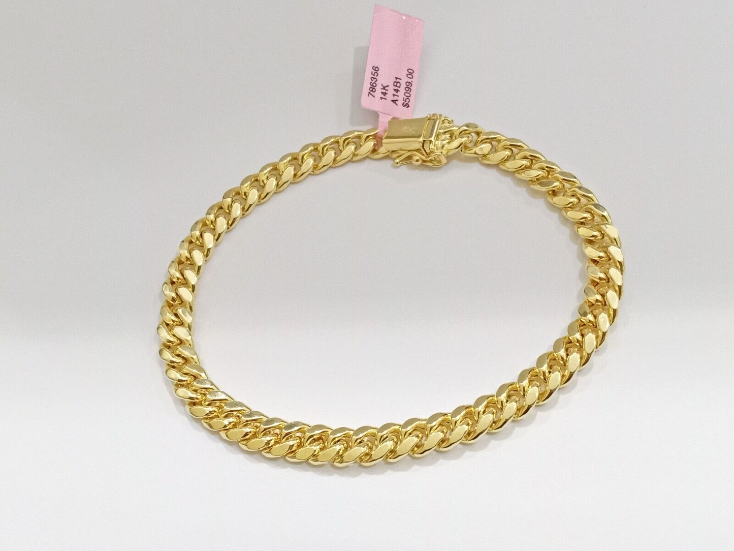 14k Yellow Gold Miami Cuban Link Bracelet 8.5'' inch 7mm Real Men & Ladies 14kt