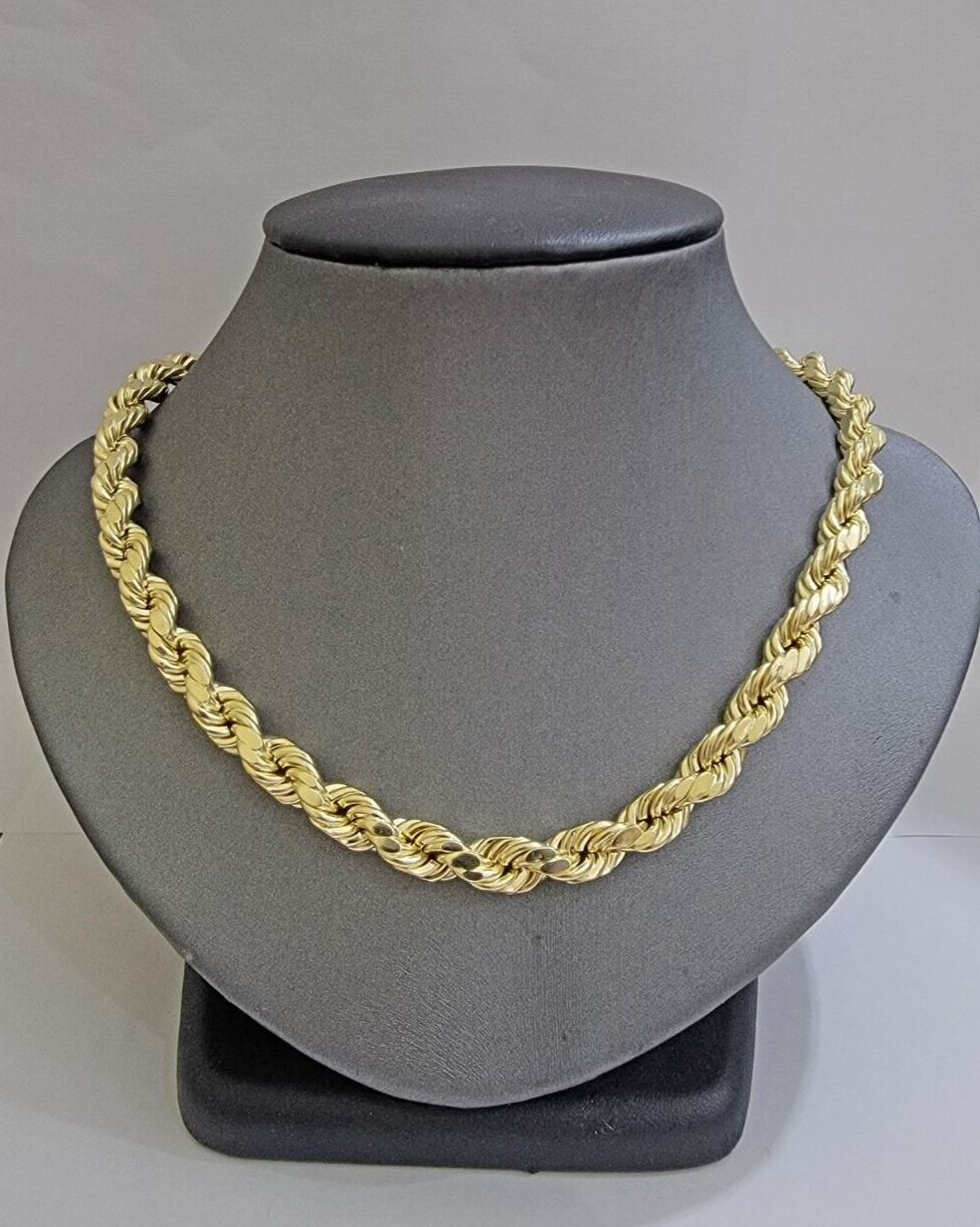 10k Yellow Gold Rope Chain Necklace 28 Inch 8mm Diamond Cuts Men's REAL 10KT