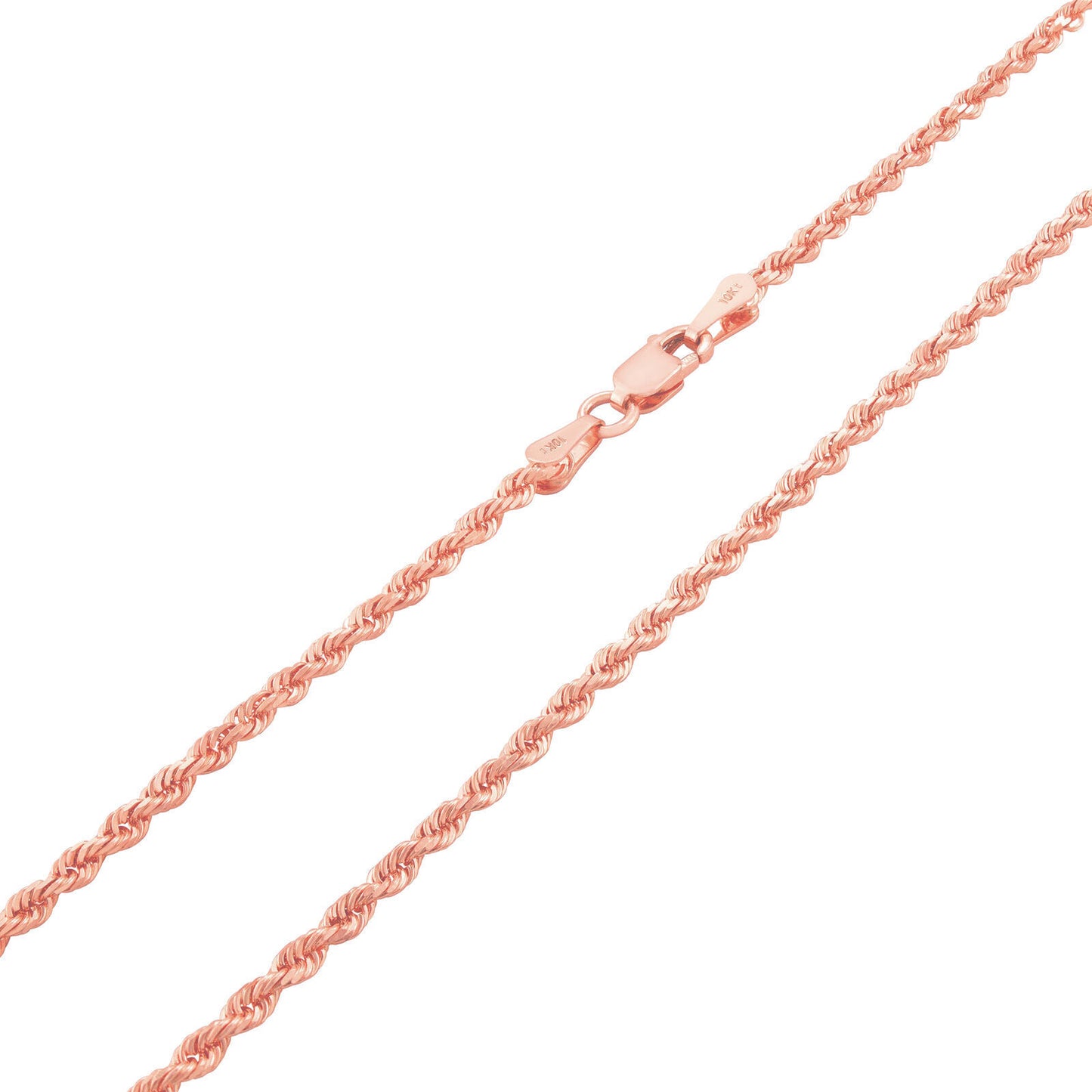 Real 10K Solid Rose Gold Rope Chain 4-6mm Necklace 18-24'' inches Lobster Lock