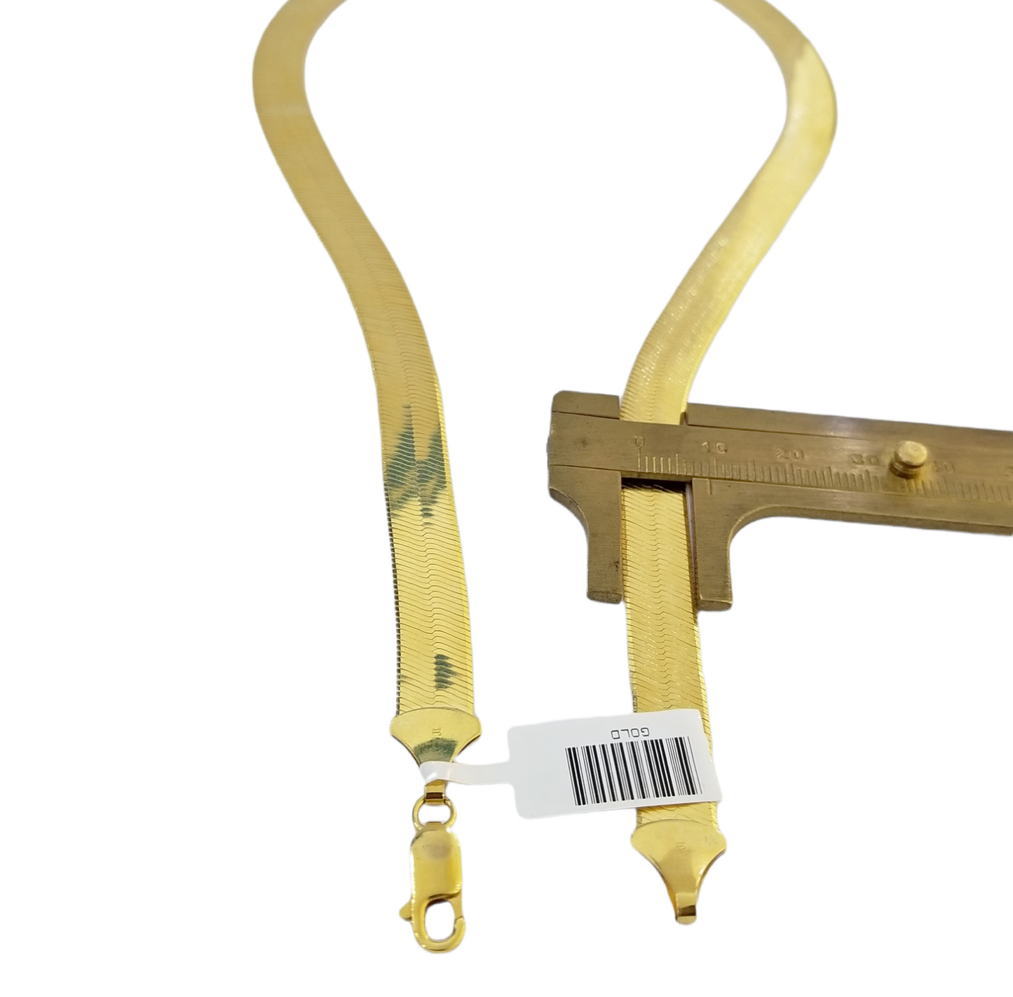 Real 10k Yellow Gold 9mm Herring Bone Chain Necklace 22" Inch Lobster lock