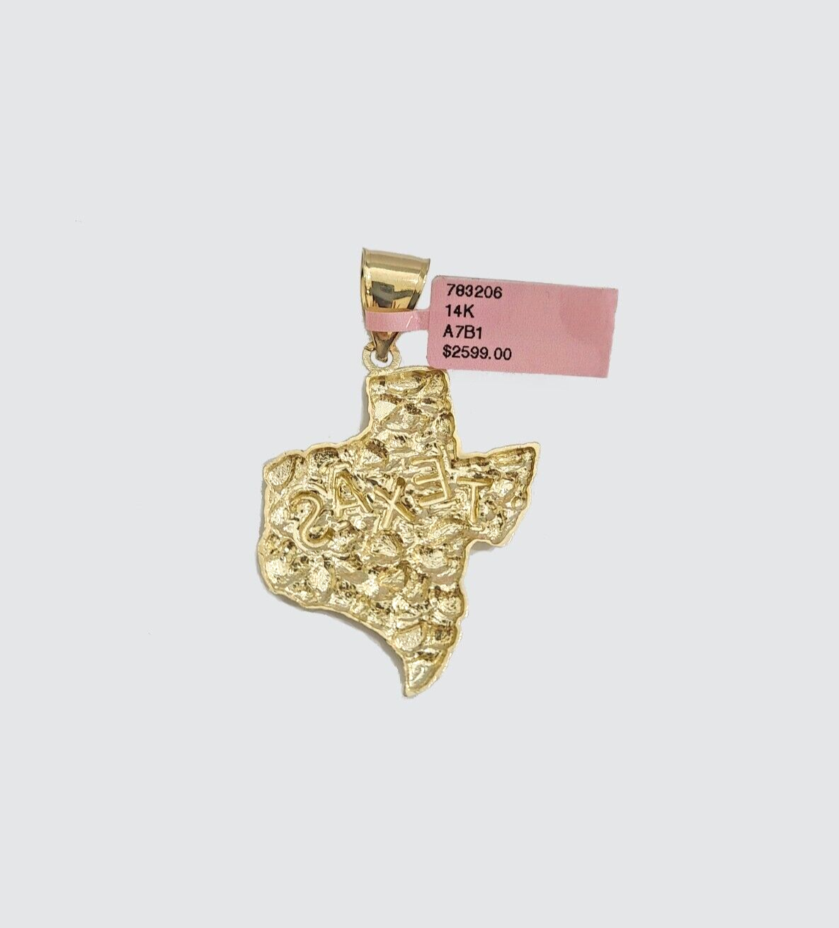 14k Yellow Gold Rope Chain 26'' Inch Necklace Texas Map Charm Pendant Real 14kt