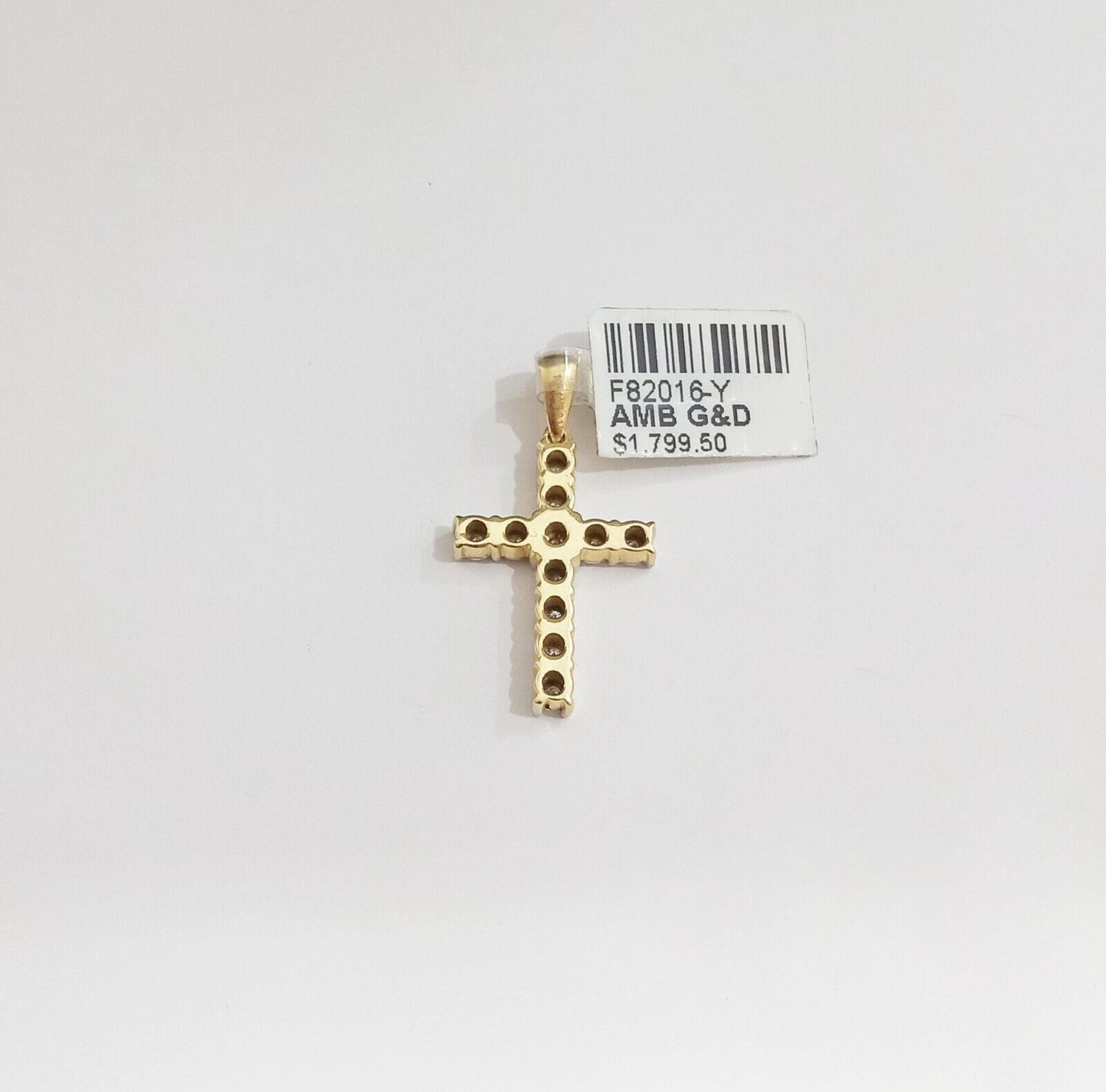 10k Yellow Gold Real Diamond Cross Charm Pendant Men Women
