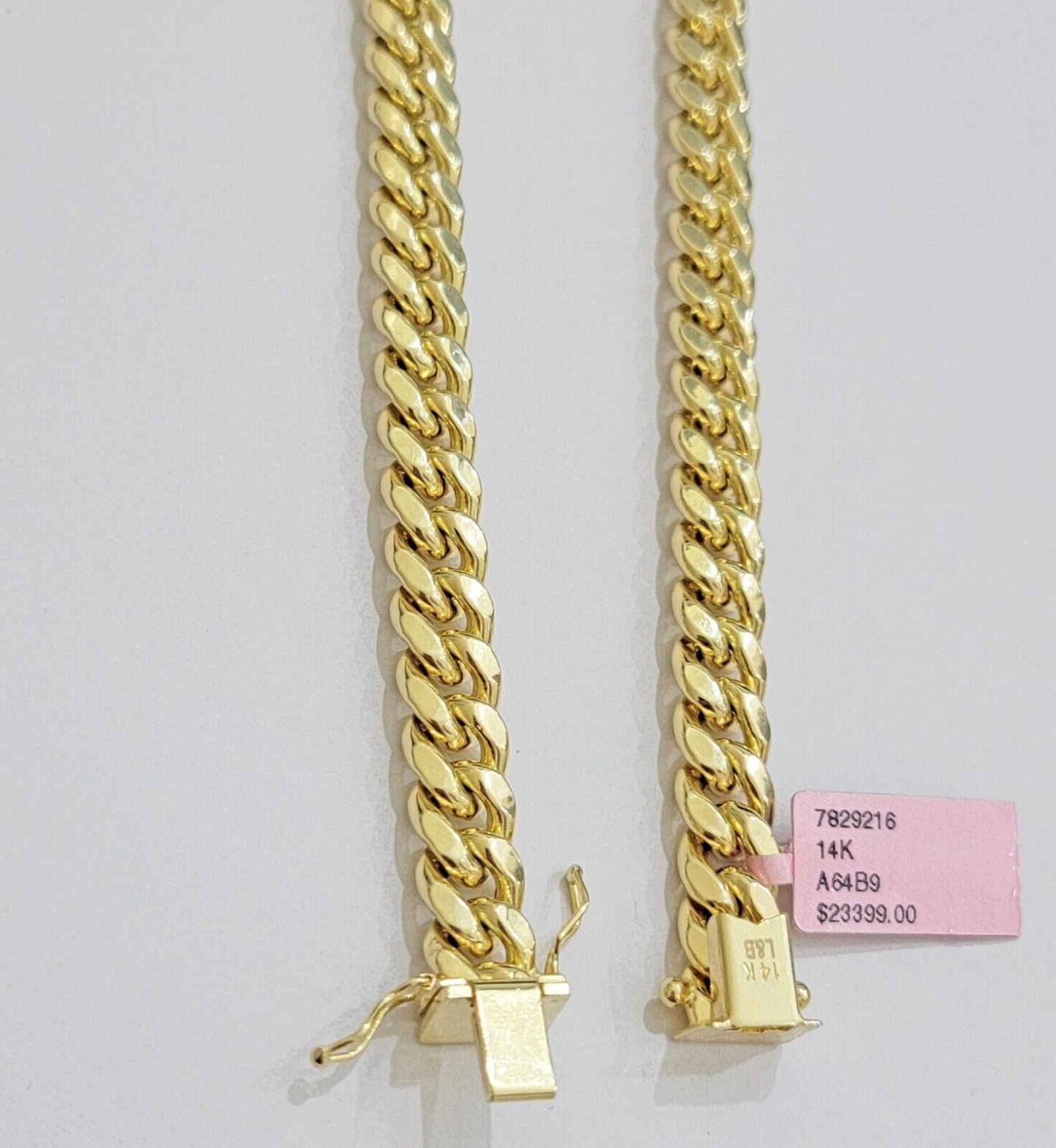 Real 14k Yellow Gold Necklace Miami Cuban Link Chain 9mm 20 inch Short Mens 14kt