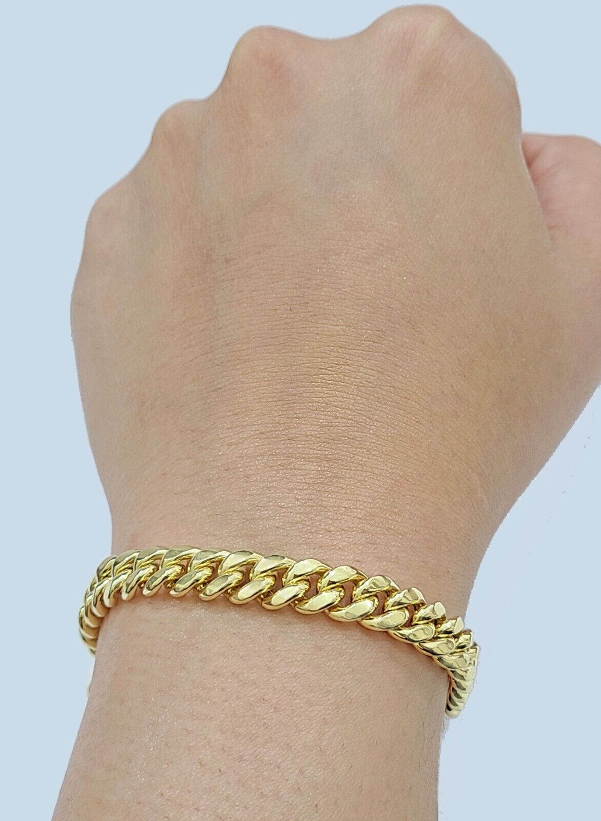10k Yellow Gold Miami Cuban Link Bracelet 8" inch 8mm Real 10kt Box Lock Men