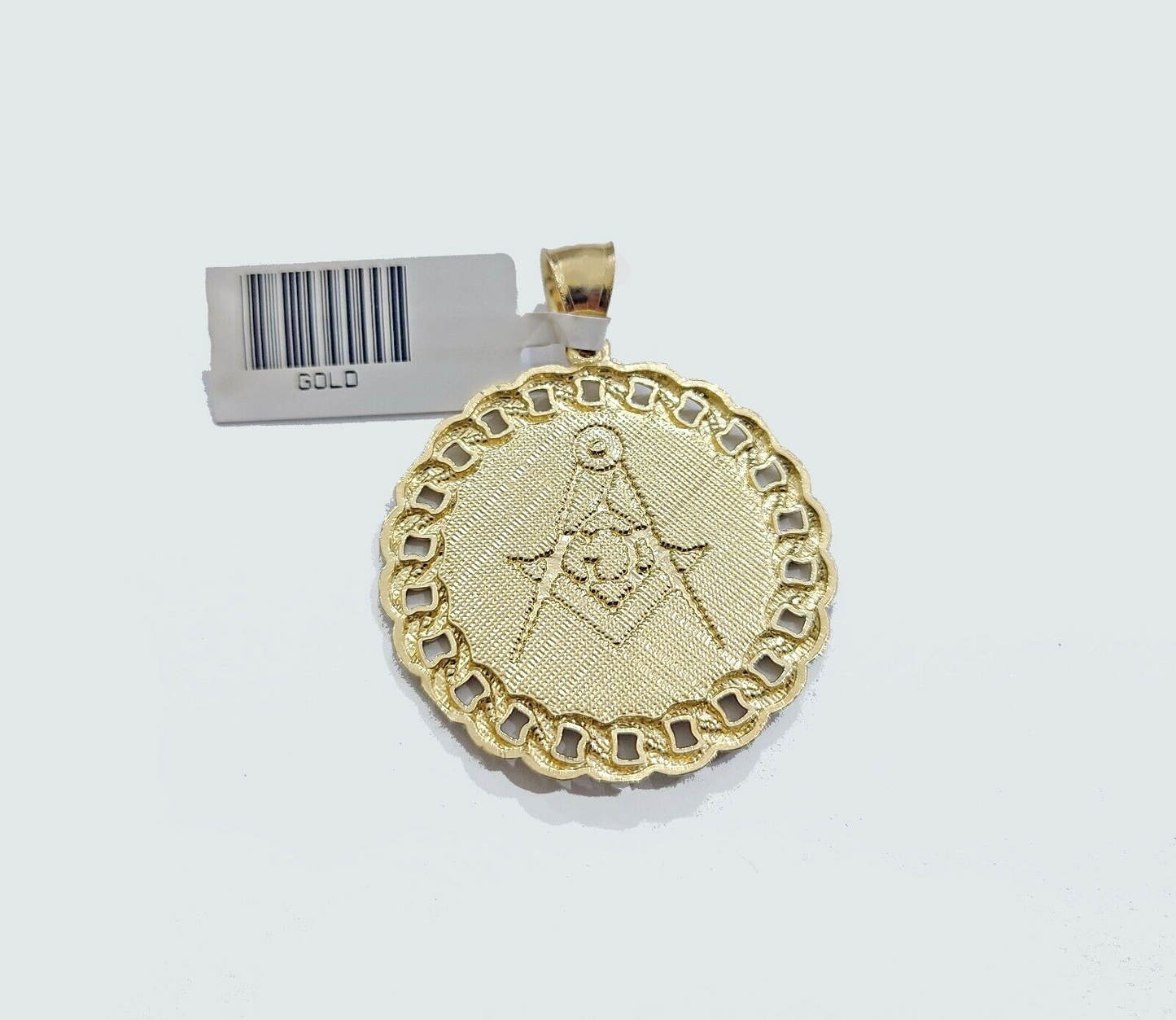 Real 10k Yellow Gold Masonic Charm 1.5'' inches Pendant 10kt for Chain