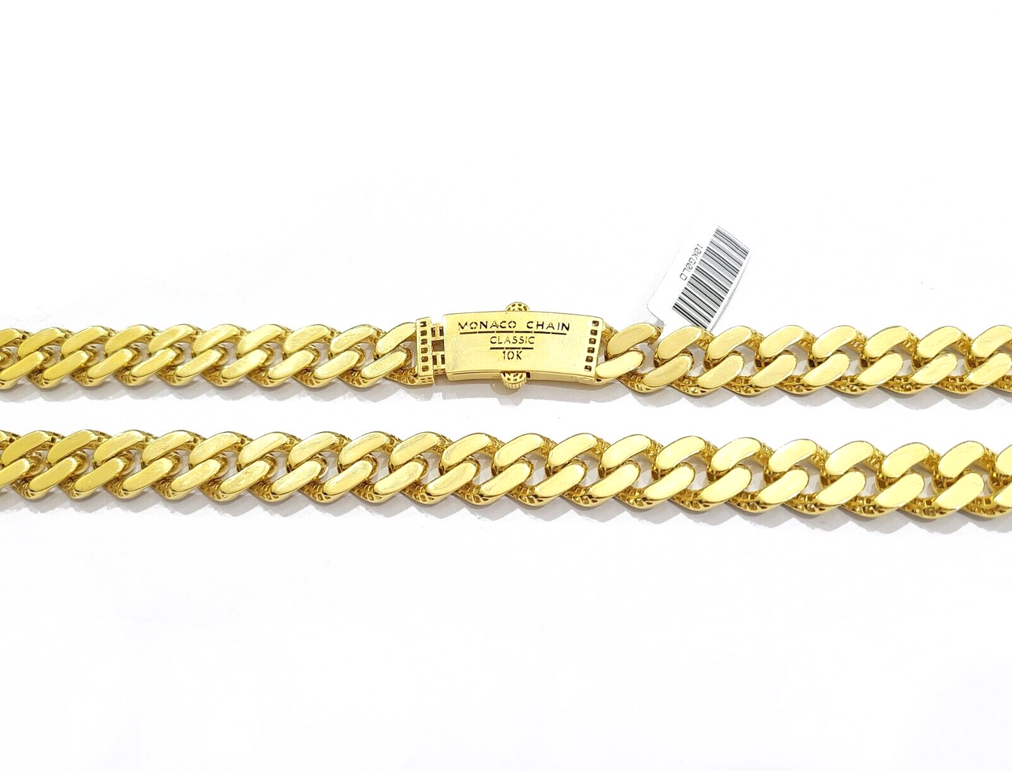Real 10k Yellow Gold 10mm Monaco Chain Diamond Cut 22" inch Necklace