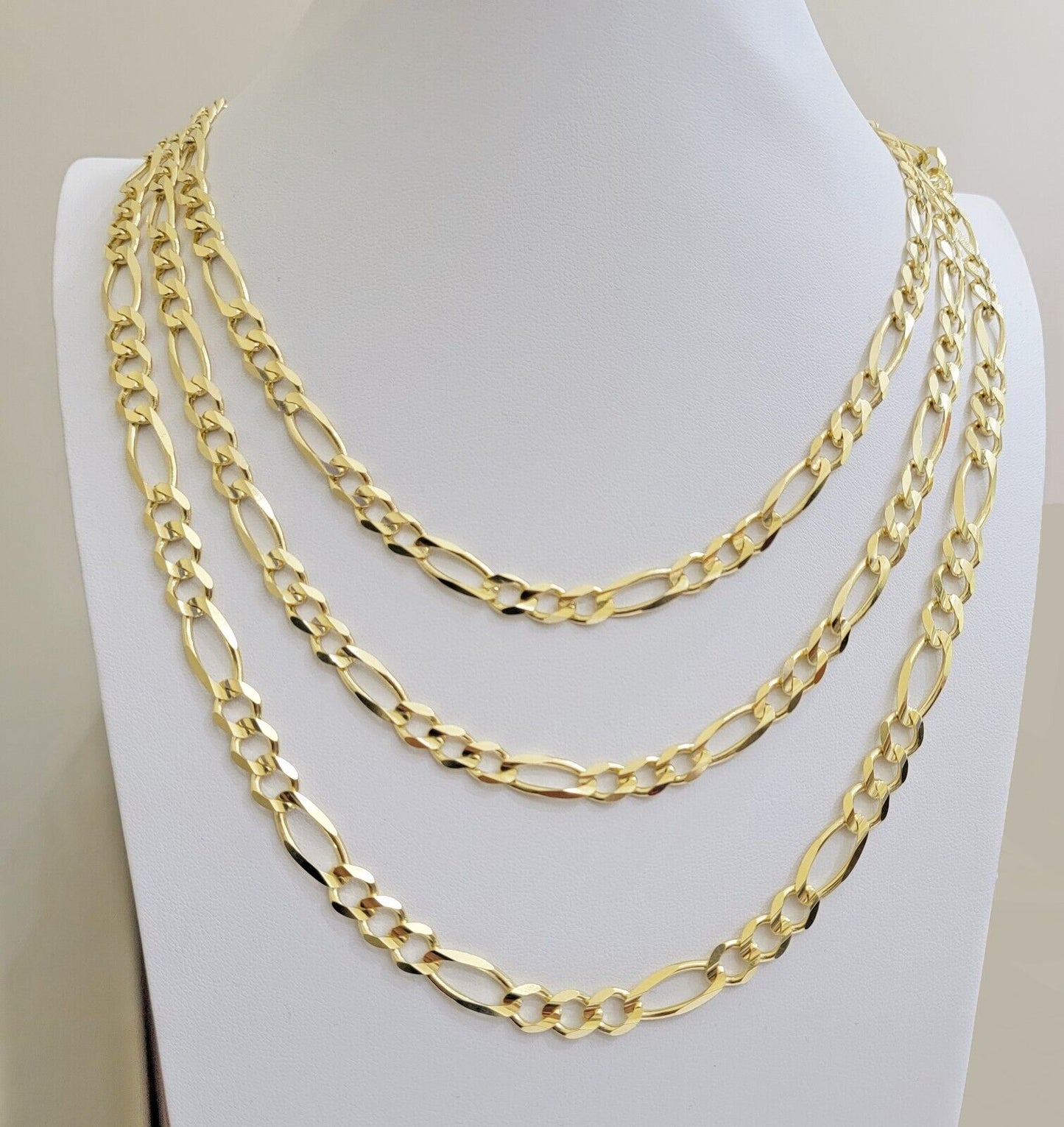 7mm Solid 14k Yellow Gold Figaro chain Necklace 24 Inch Men's STRONG REAL 14kt