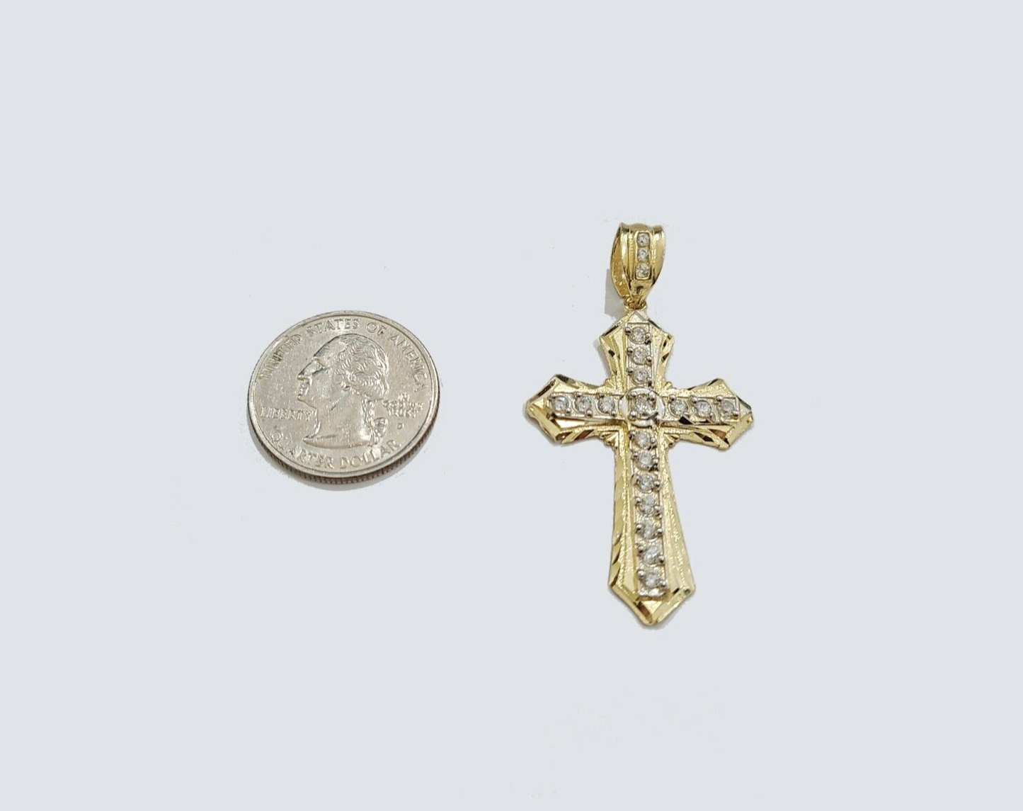 Real 10k Yellow Gold Franco Chain 2.5mm 26" inch Necklace Jesus Cross Charm 10kt