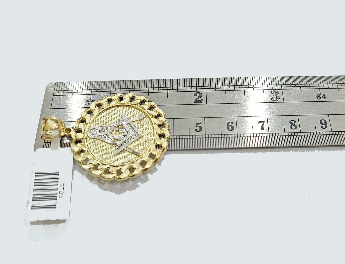 Real 10k Yellow Gold Masonic Charm 1.5'' inches Pendant 10kt for Chain
