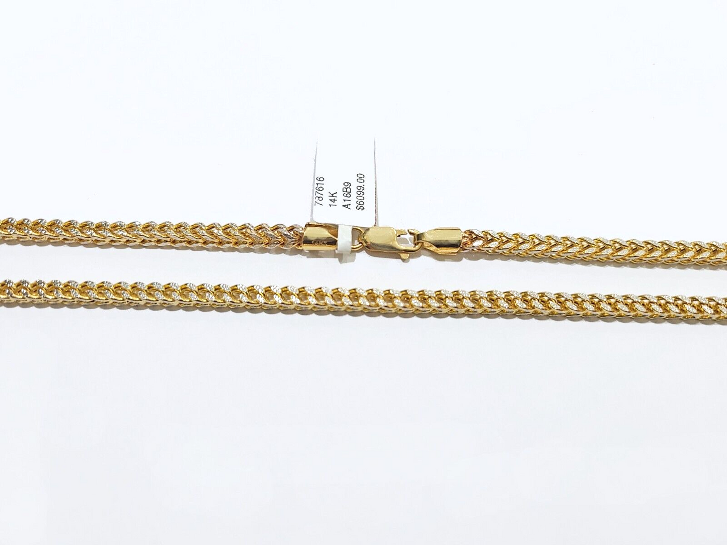Real 14k Yellow Gold Necklace Franco Diamond Cut Chain 3mm 22" inch 14kt Unisex