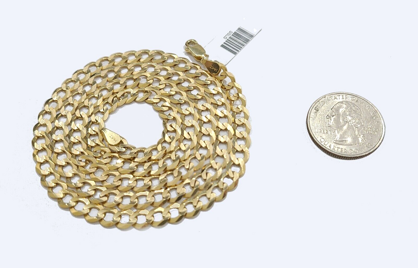 Real 14k Yellow Solid Gold Necklace Cuban Curb Link Chain 26'' inches 6mm Unisex