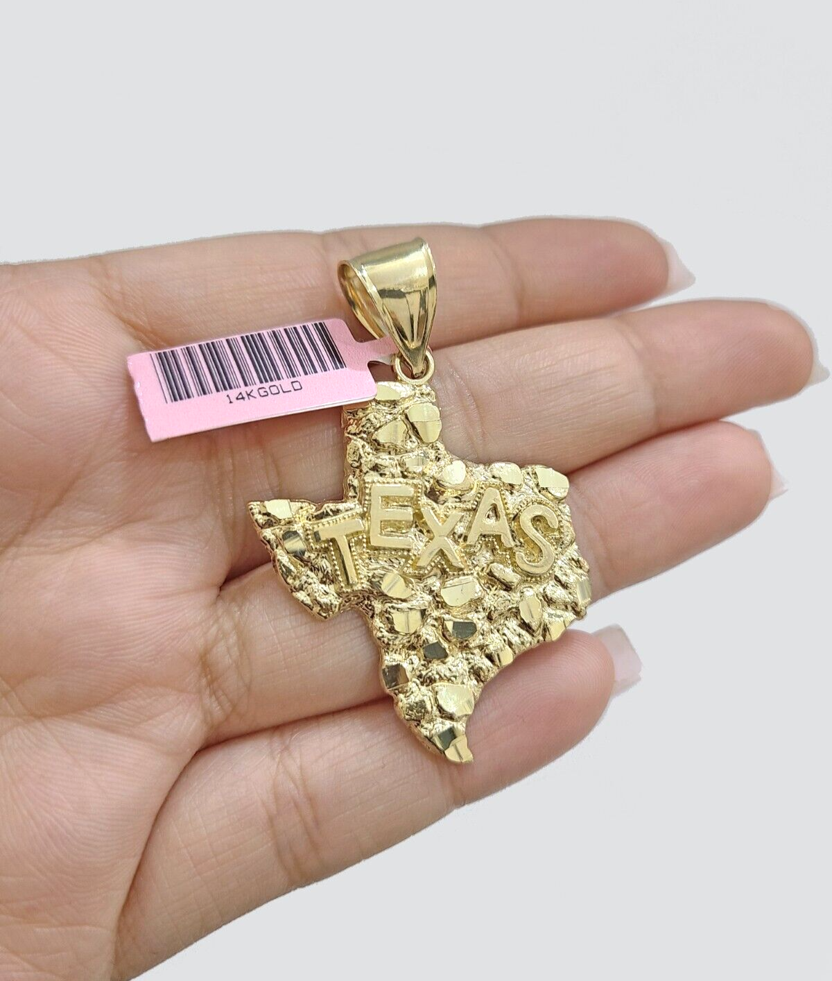 14k Yellow Gold Rope Chain 24'' Inch Necklace Texas Map Charm Pendant Real 14kt